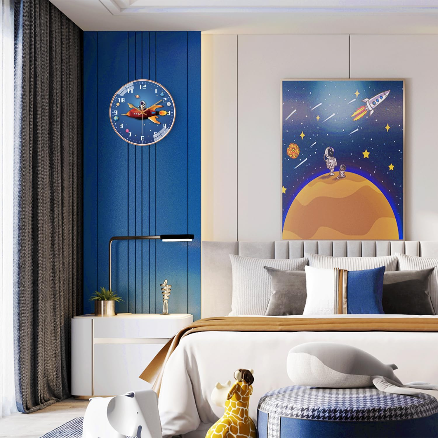 Space Silent Creative Wall Clock, Silent Time Operated for for Office, Classroom, Bedroom, Bathroom, Living Room, Restaurant, Hotel,Children'S Room，Kitchen， Etc.(30 Cm/ 12")&hellip; - Silvery image number 6