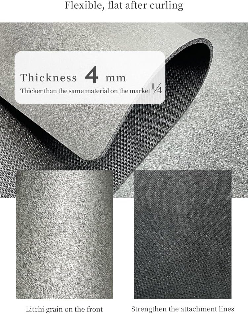 Coffee Mat for Countertop PU Absorbent Leather Non-Slip Rubber Backed Coffee Maker Mat for Espresso Machine Dish Drying Mat 16"X24" Grey image number 6