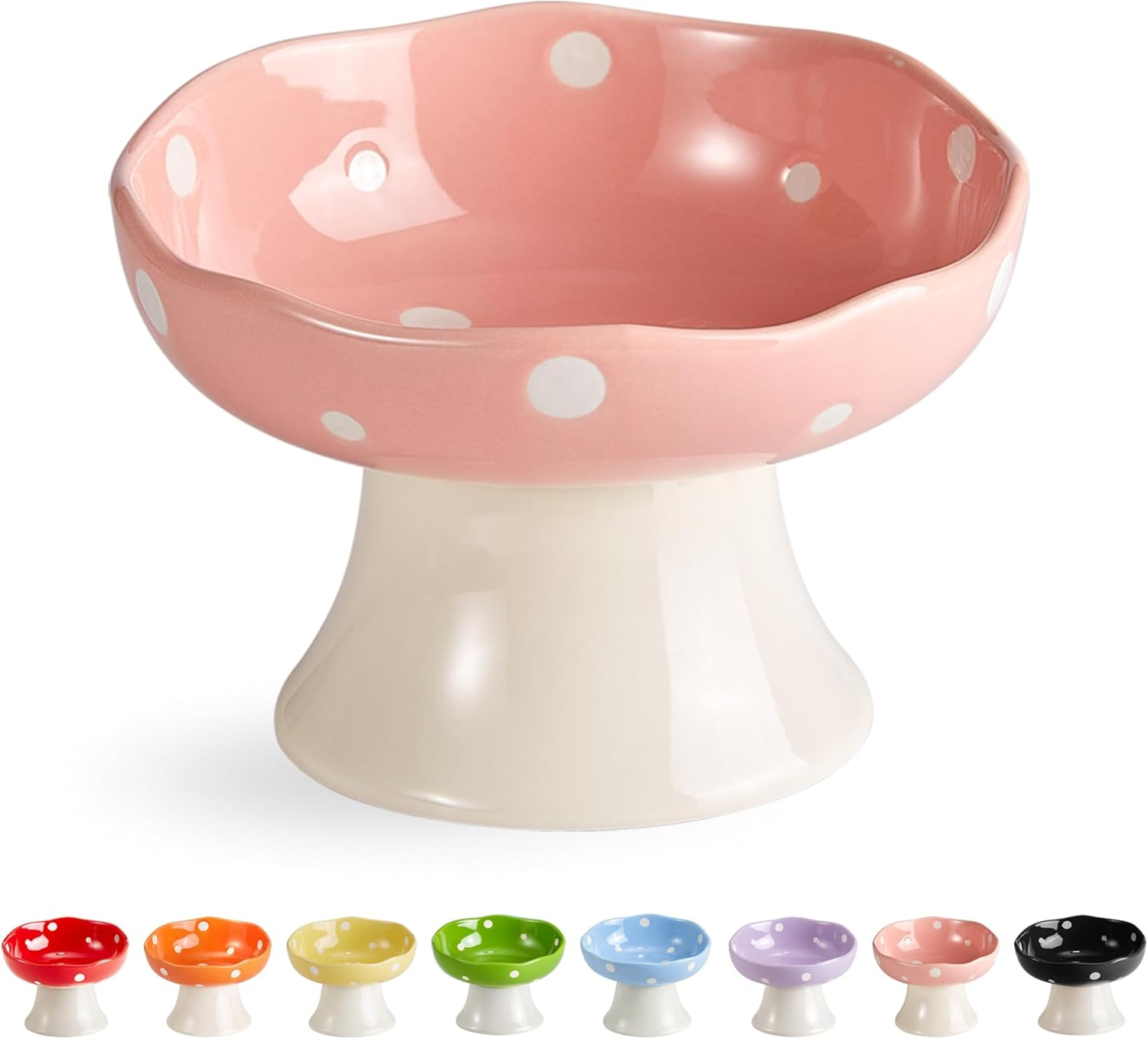 Ceramic Elevated Cat Bowls, Tilted Raised Pet Dish anti Vomit Kitten Bowl for Indoor Cats, Whisker Friendly Pet Food and Water Bowl for Kitten, Cat, Puppies, Dishwasher Safe (Red)