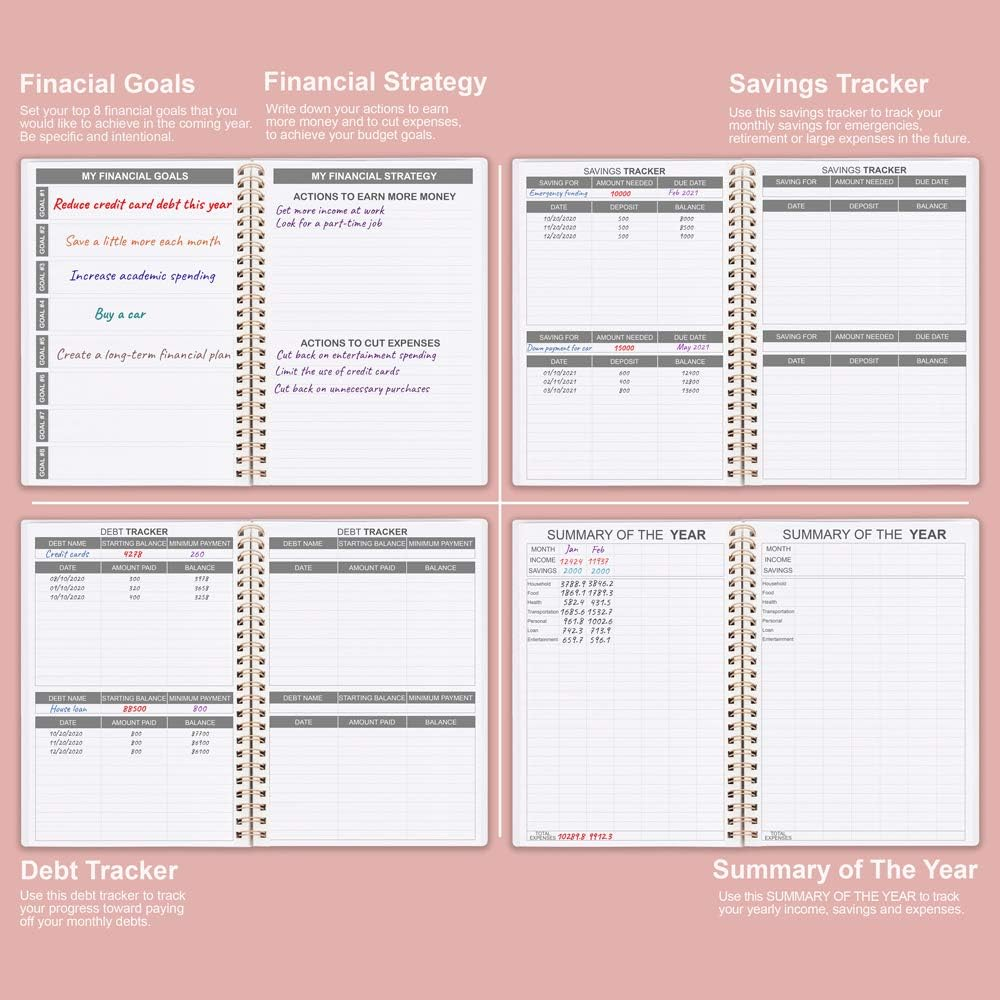 Budget Planner - Monthly Finance Organizer with Expense Tracker Notebook to Manage Your Money Effectively, Undated Finance Planner/Account Book, Start Anytime, 1 Year Use, A5, Rose image number 1