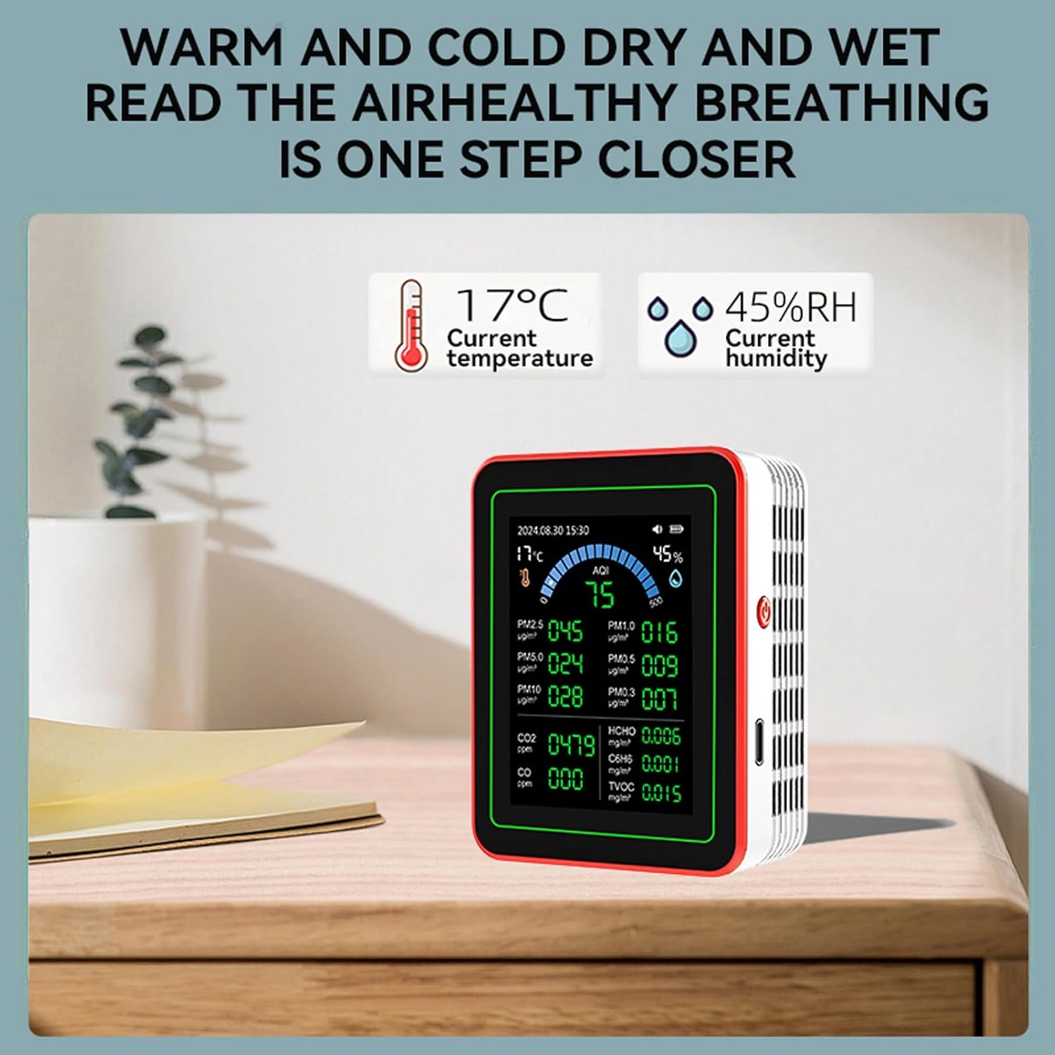 Pomya 18 in 1 Air Quality Meter, Easy to Read Air Quality Meter for Home image number 3