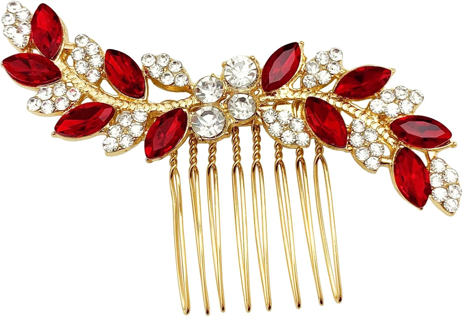 Bridal Crystal Hair Comb Small Wedding Alloy Rhinestone Party Prom Hair Piece Accessories Elegant for Women Girls (Royal Blue + Silver)