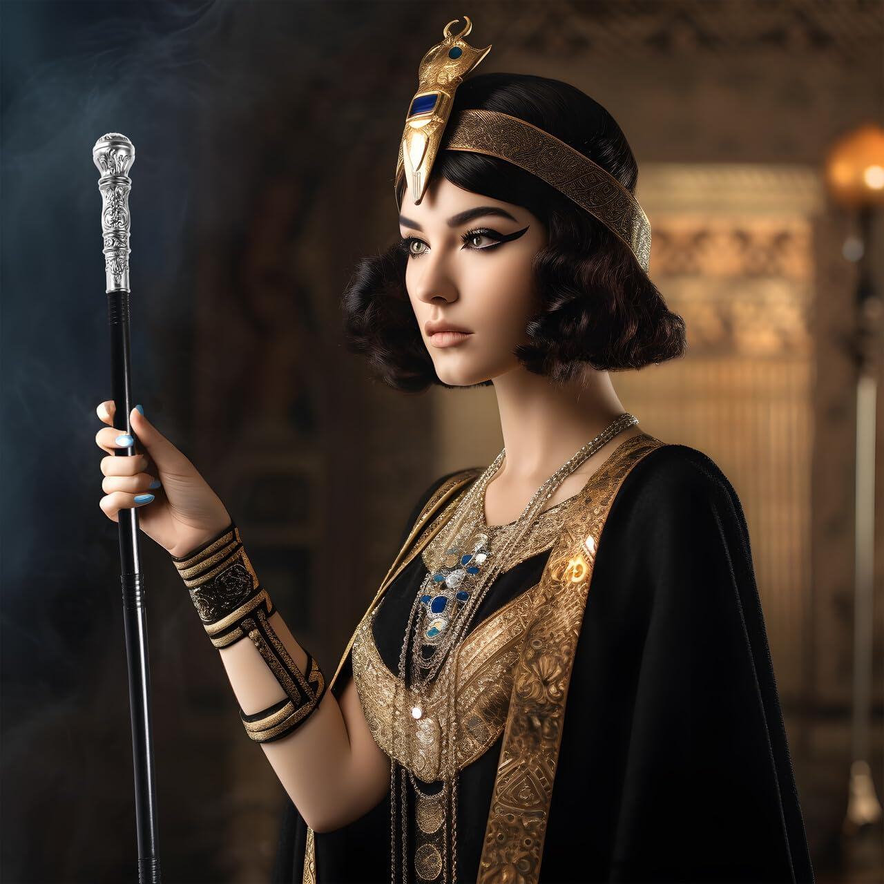 Spooktacular Creations Halloween Silver Walking Cane, Costume Walking Stick, Vintage Cane Prop Accessory for Halloween Party Pretend Play Costume, Halloween Dress Up image number 4