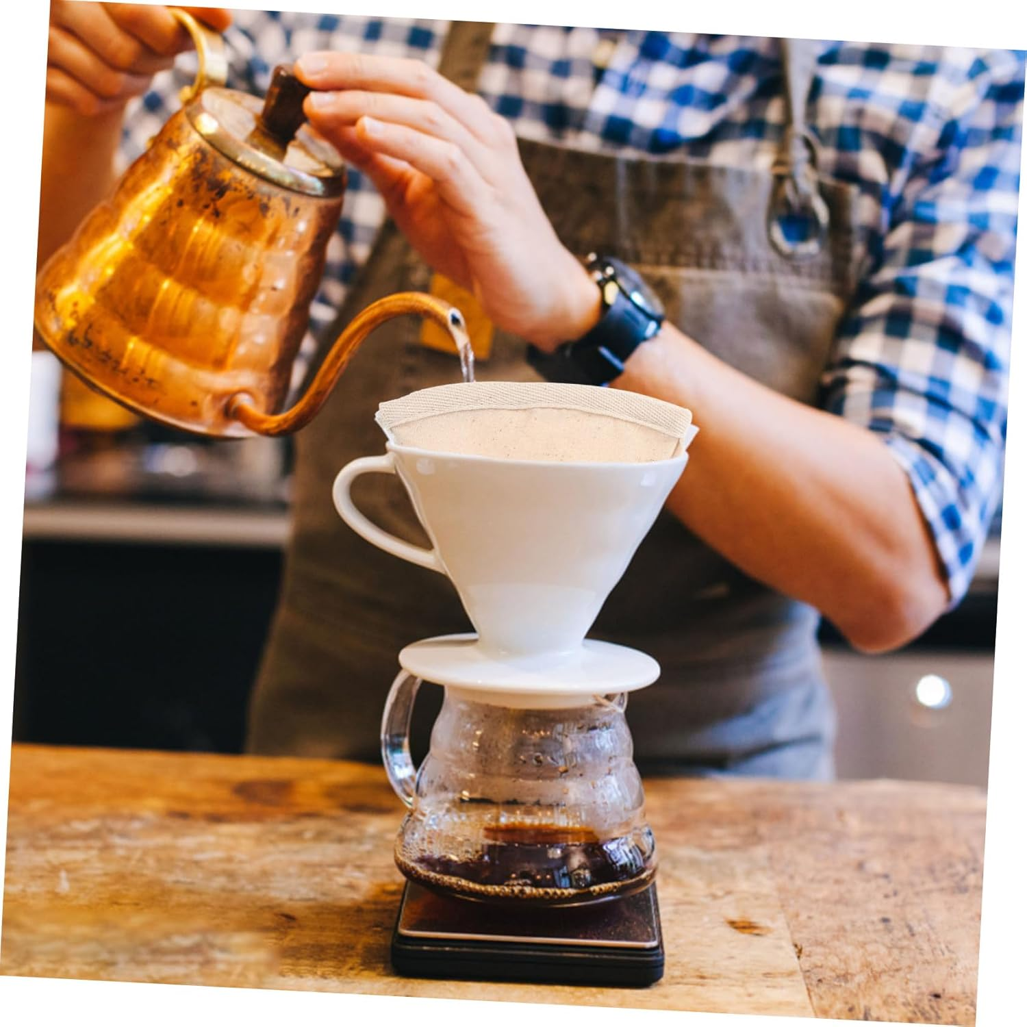 Happyyami 2Pcs Reusable Cotton Coffee Filter Bag Fine Mesh Strainer Pouch for Brewing Tea and Coffee Lightweight Portable Design with Strong Filtration Safe and Practical for Home and Travel image number 3