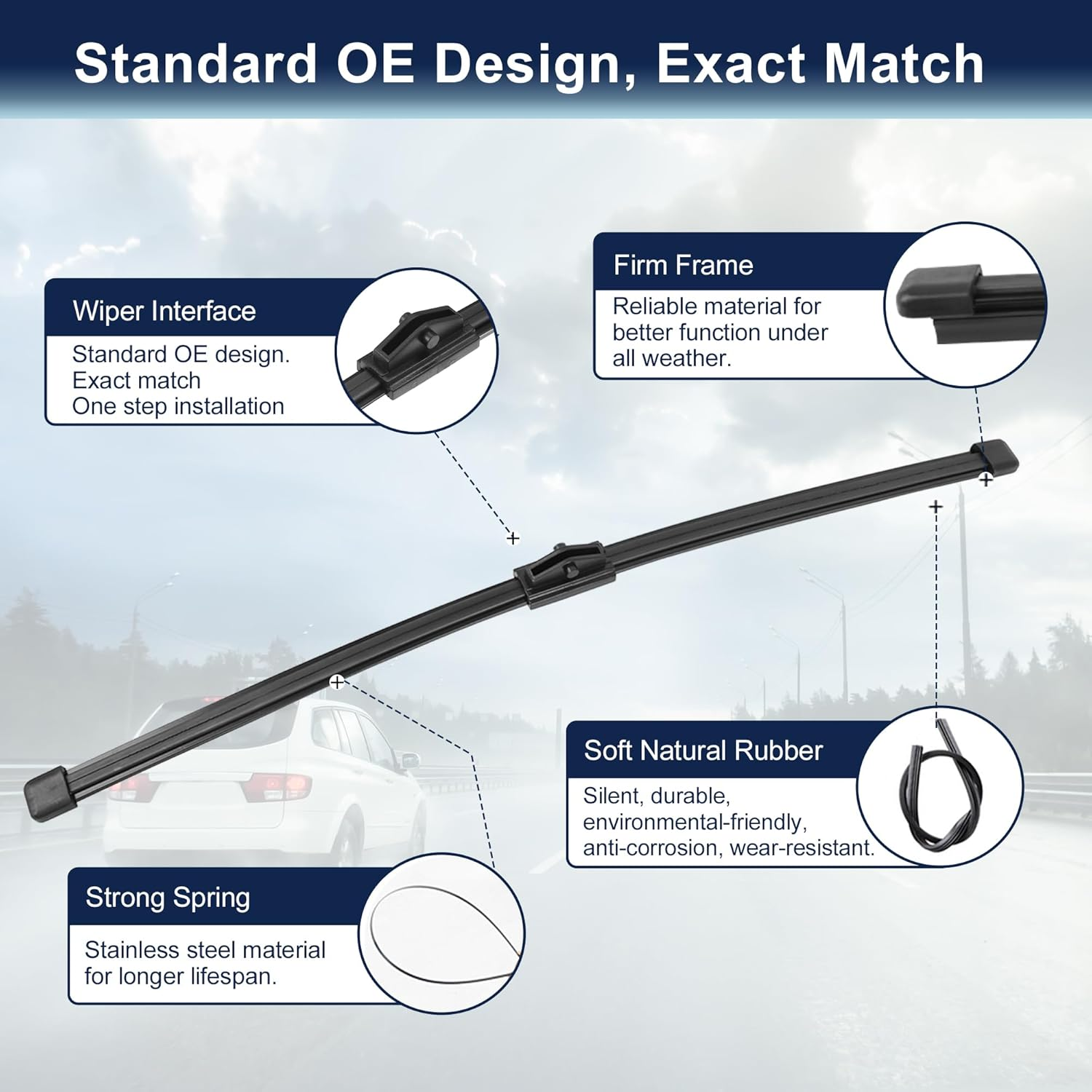 X AUTOHAUX 325Mm Rear Wiper Blade for Audi Q5 2008-2015 for Audi A3 2013-2019 image number 2