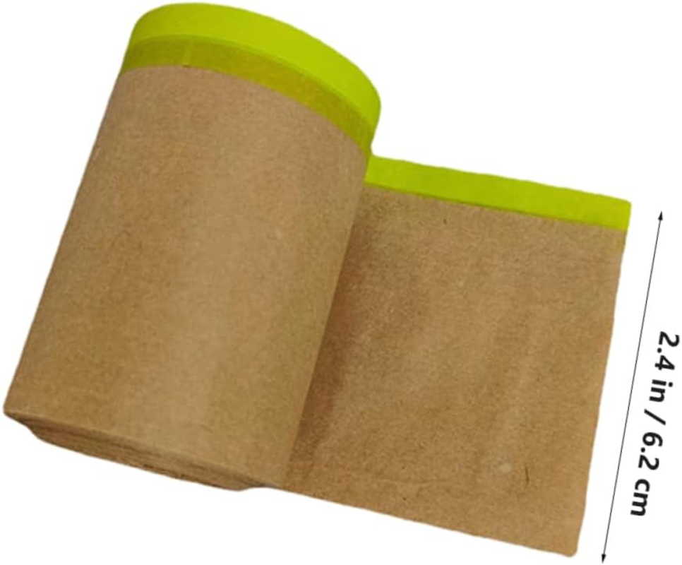 2 Rolls Paint Masking Paper for Car Furniture Floor Protection 11M Pre-Taped Kraft Paper Masking Film Upholstery Shelter Covering Tape image number 6