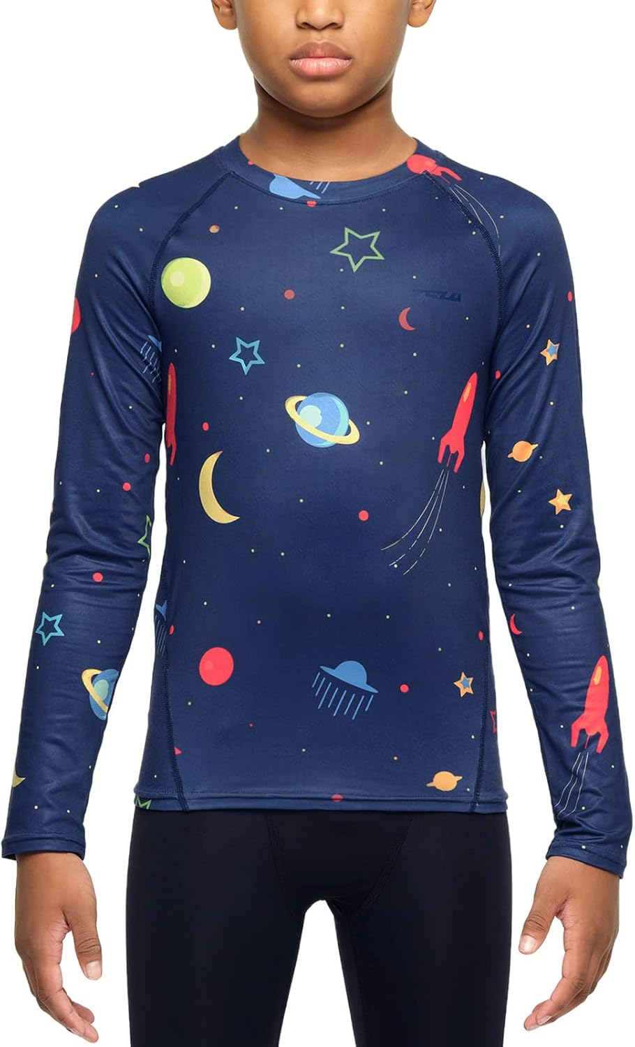 TSLA Kid'S Thermal Compression Tops, Mock Turtle Neck/Crew Neck Fleece Lined Base Layer Shirts