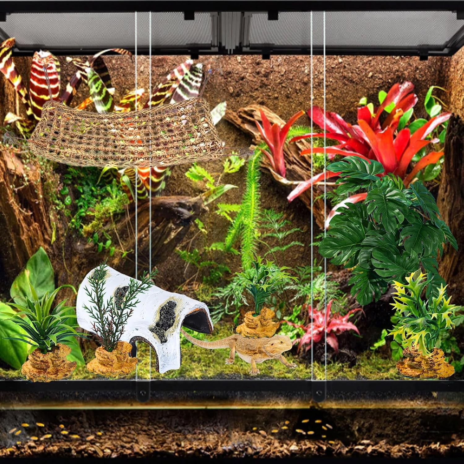 8Pcs Bearded Dragon Tank Accessories,Crested Gecko Tank Accessories,Bearded Dragon Hammock,Gecko Tank Accessories,For Snakes,Chameleon,Bearded Dragon image number 2