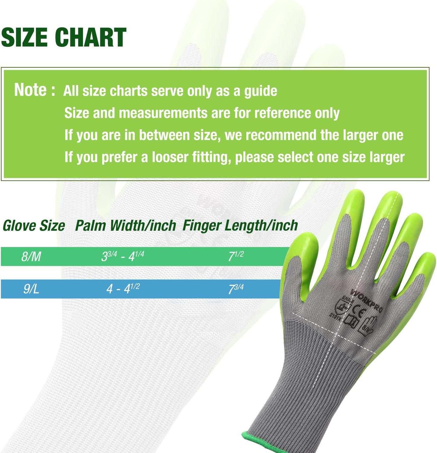 WORKPRO 6 Pairs Garden Gloves, Work Glove with Eco Latex Palm Coated, Working Gloves for Weeding, Digging, Raking and Pruning(L) image number 4