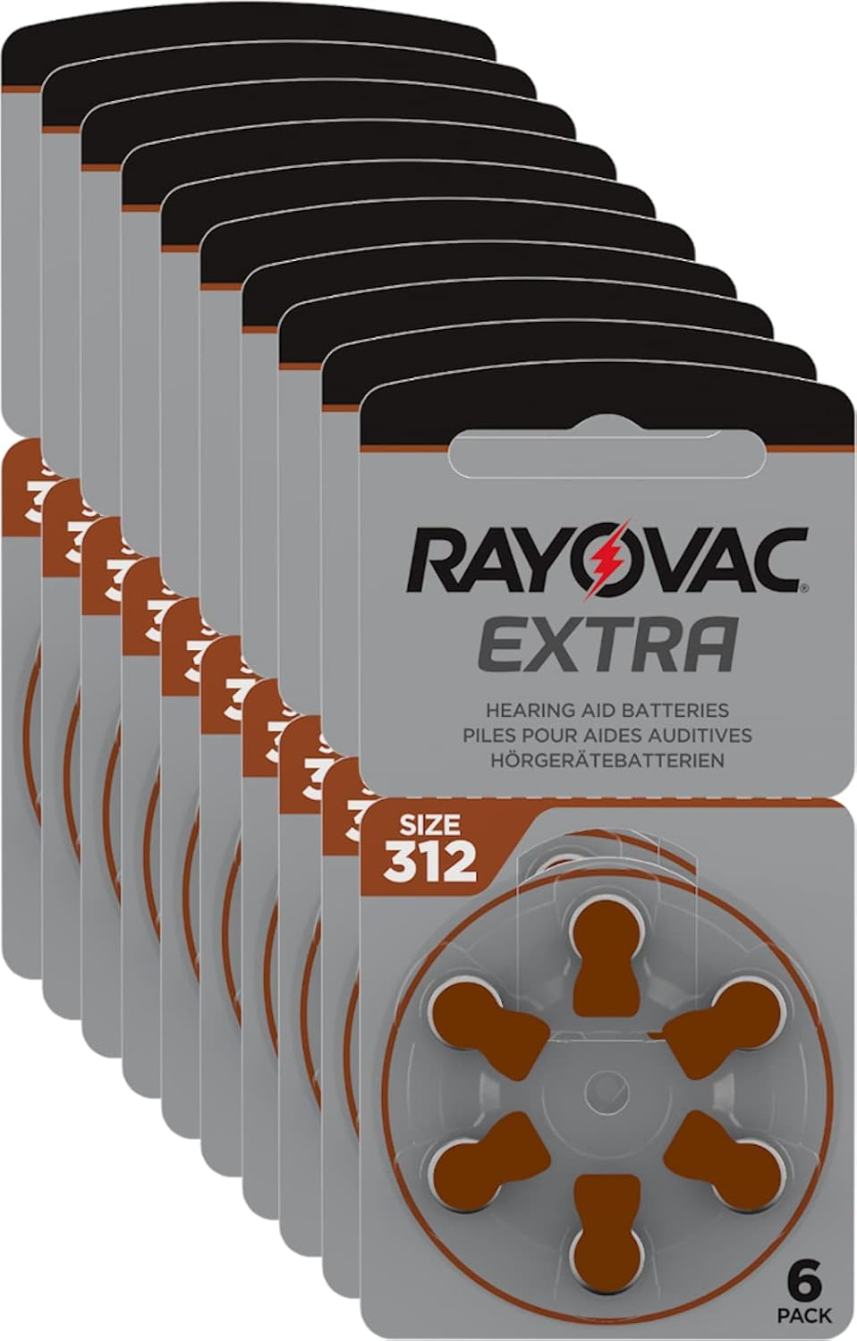 60 X Rayovac Extra Mercury Free Hearing Aid Batteries Size 312 image number 1