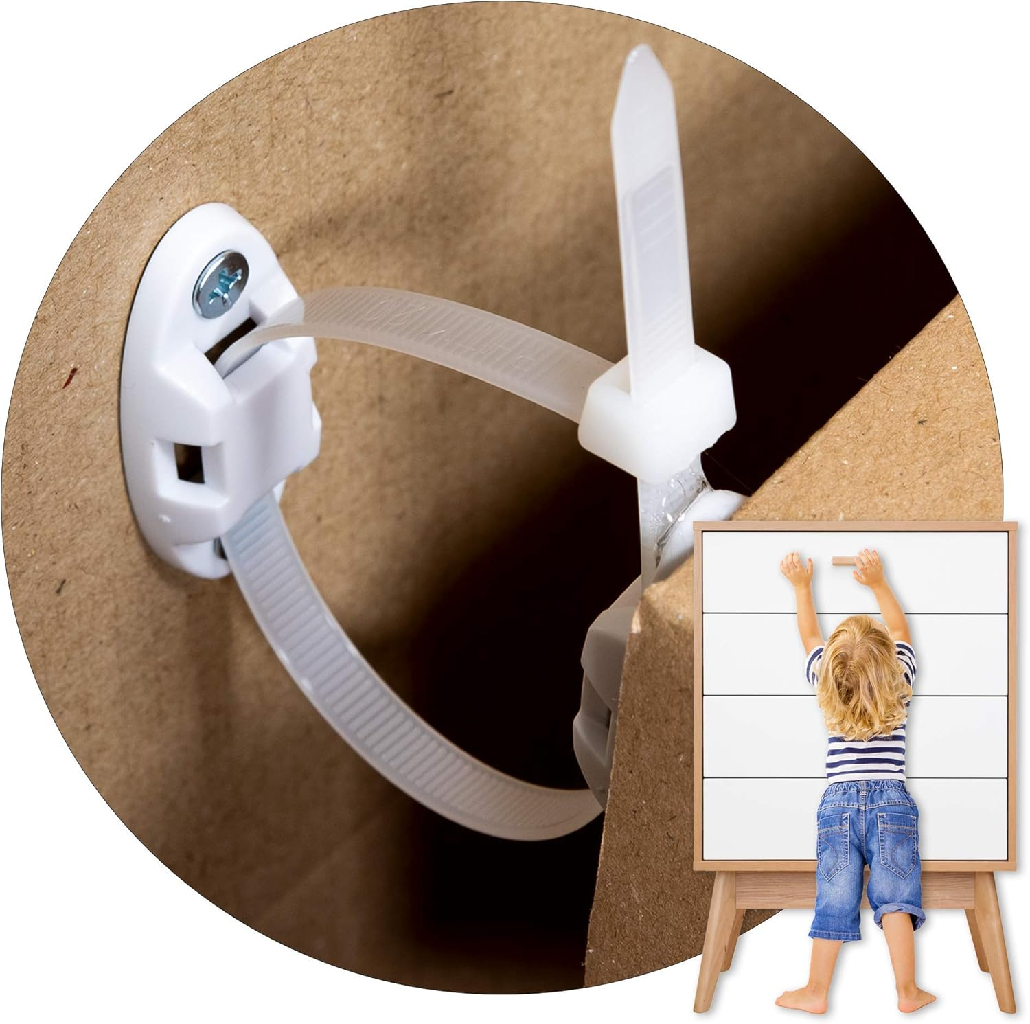 12-Pack Heavy-Duty Anti-Tip Furniture Straps - Inaya - Home Furniture Wall Anchors for Baby Proofing Dressers, Cabinets, Closets, Bookshelves and Tvs - Child Safety Earthquake Secure Mount Anchors image number 1