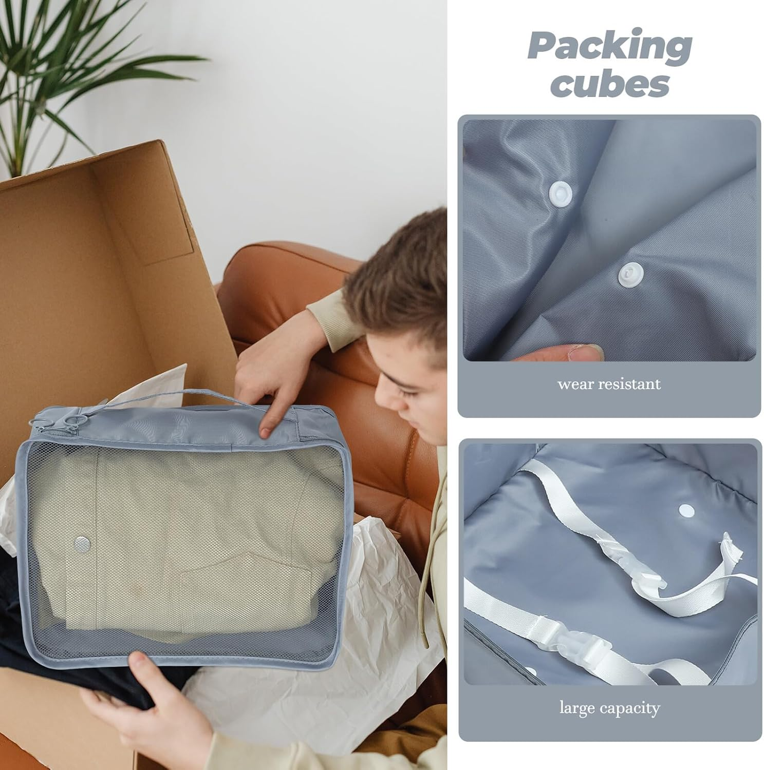 Ipetboom 7Pcs Packing Cubes Travel Essentials for Suitcases Luggage Organizer Bags Travel Storage Bag image number 4