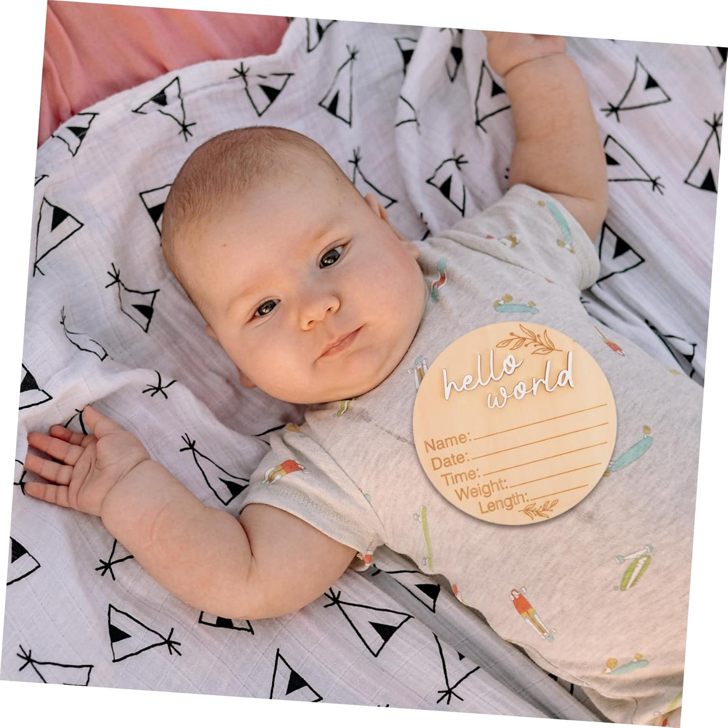 2Pcs Birth Announcement Sign Wooden Discs Milestone Cards for Newborns Decorative Photo Props for Monthly Celebrations for Showers and Nursery image number 6