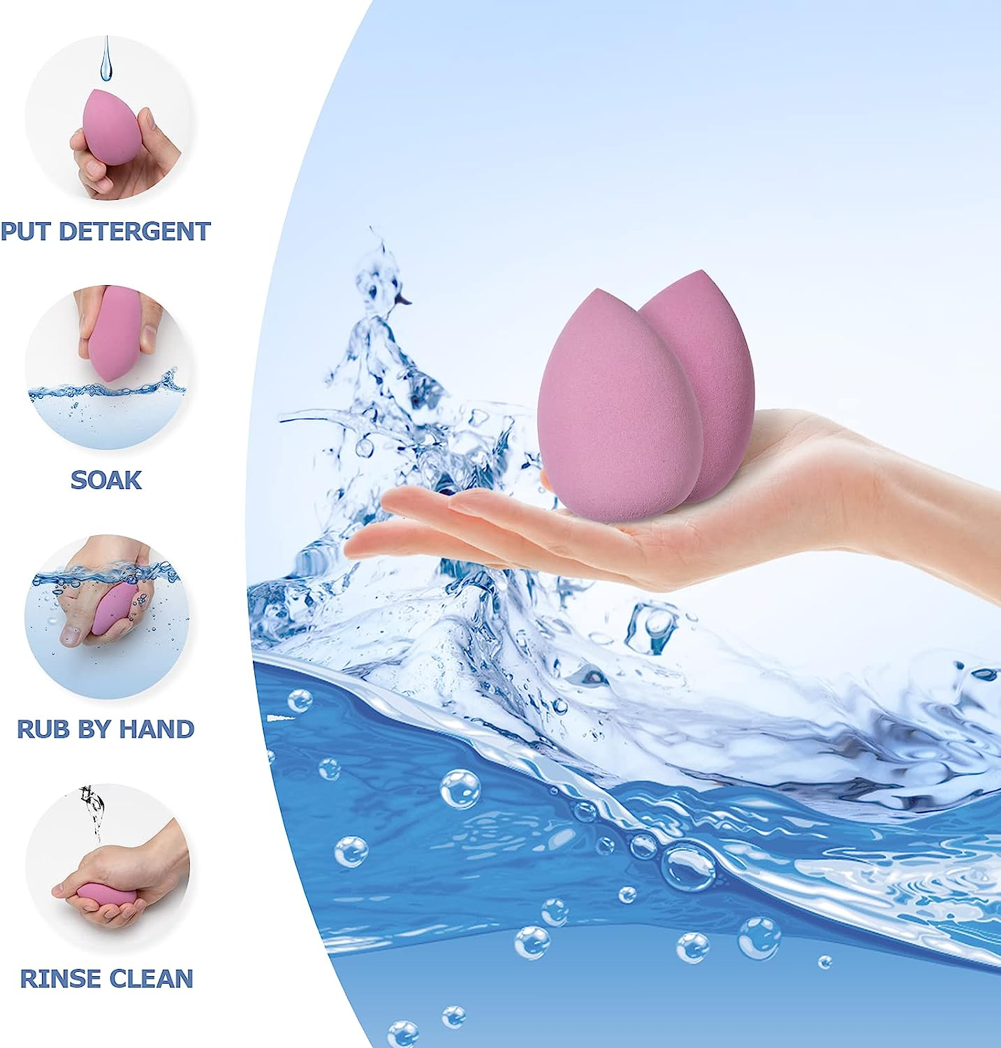 Makeup Sponge, 8 Pieces Beauty Blender Make up Sponge Makeup Sponge for Foundations, Powder Liquids, Etc., Face Sponge Comes in 3 Shapes image number 1