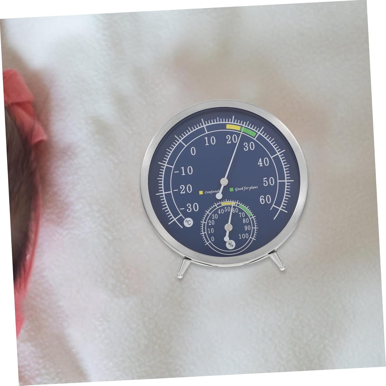 UPKOCH Stainless Steel Analog Thermohygrometer for Sauna and Outdoor Use High Precision Temperature Humidity Gauge with Flexible Wall Mount and Freestanding Options Suitable For image number 5