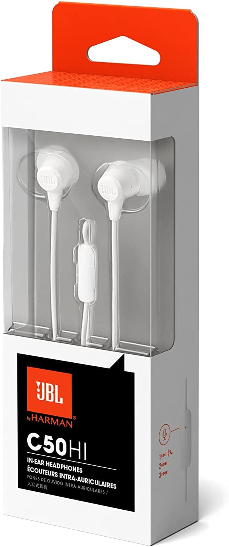 JBL C50HI, Bass Sound, Lightweight and Comfortable, One-Button Universal Remote with Mic, White - Blue image number 4
