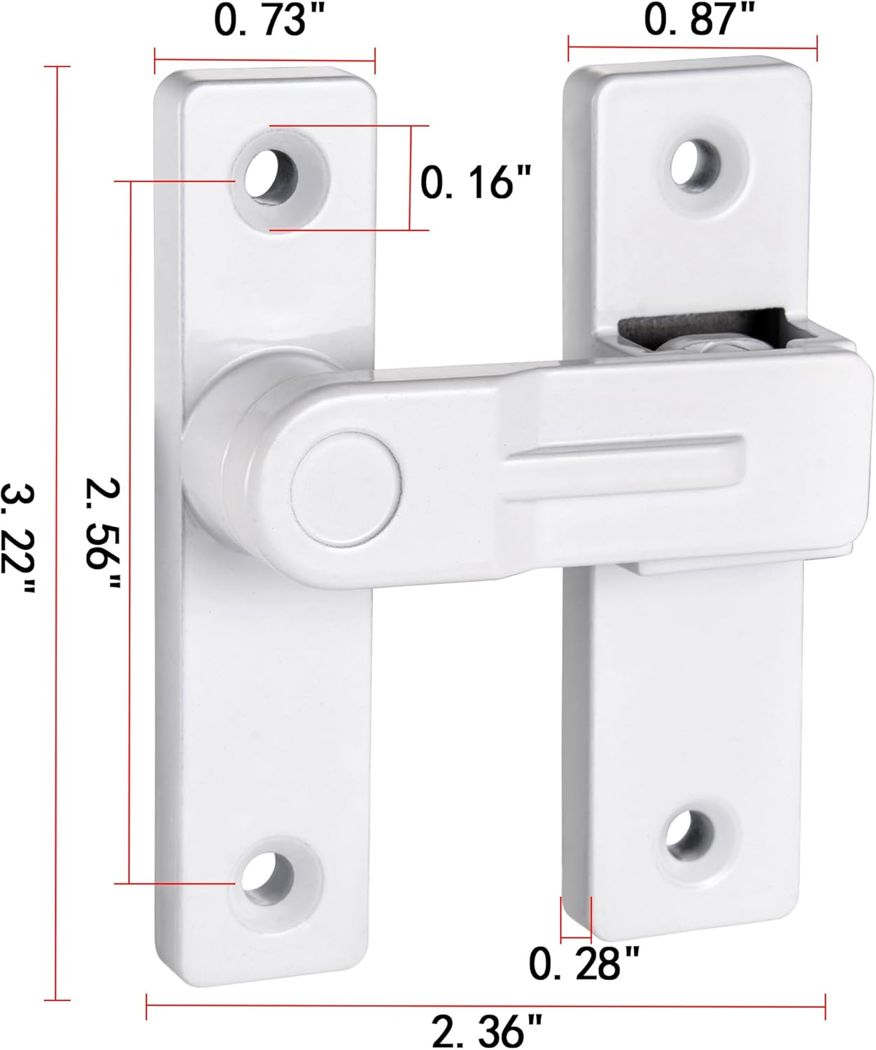 INIRET 180 Degree Flip Latch, Barn Door Latches，White Zinc Alloy Barn Gate Flip Door Latch,Sliding Door Antique Lock Gate Latches Wine Cabinet Closet Door Latches，White Finish image number 6