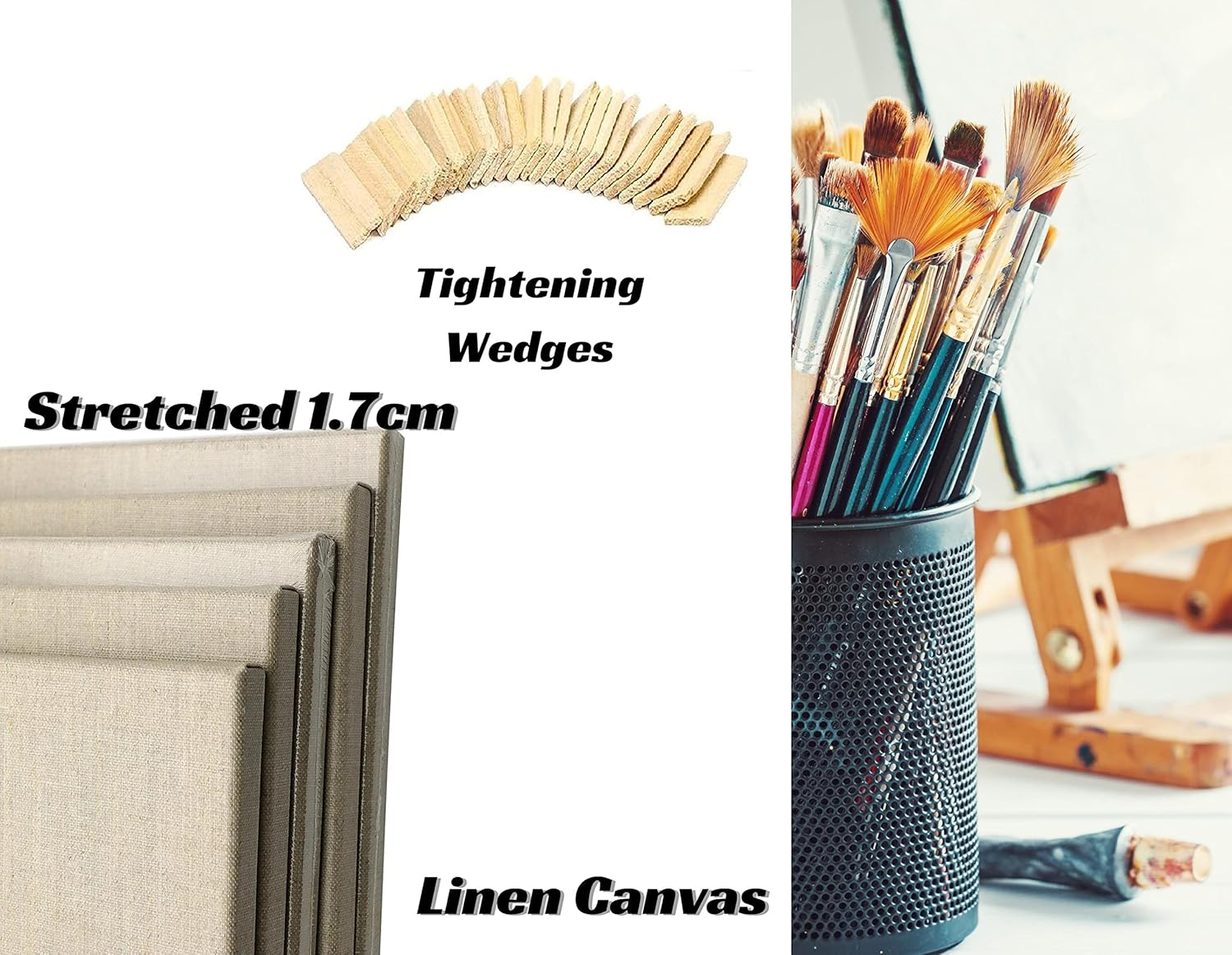 Exerz 24X30Cm Linen Canvas 5Pk - Stretched Canvas Framed 1.7Cm Pre-Stretched Artist Canvas - 280GSM 100% Linen Triple Primed/Acid Free/Medium Grain - Acrylic & Oil image number 4