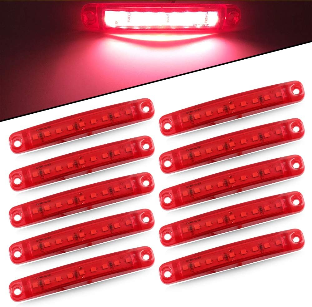 10Pcs 3.9" White 9 LED Side Marker Lights 12-24V,Bright Indicator Light Front Rear Side Position Lamps for Car Truck Trailer Camper Van Lorry RV Marker Lights