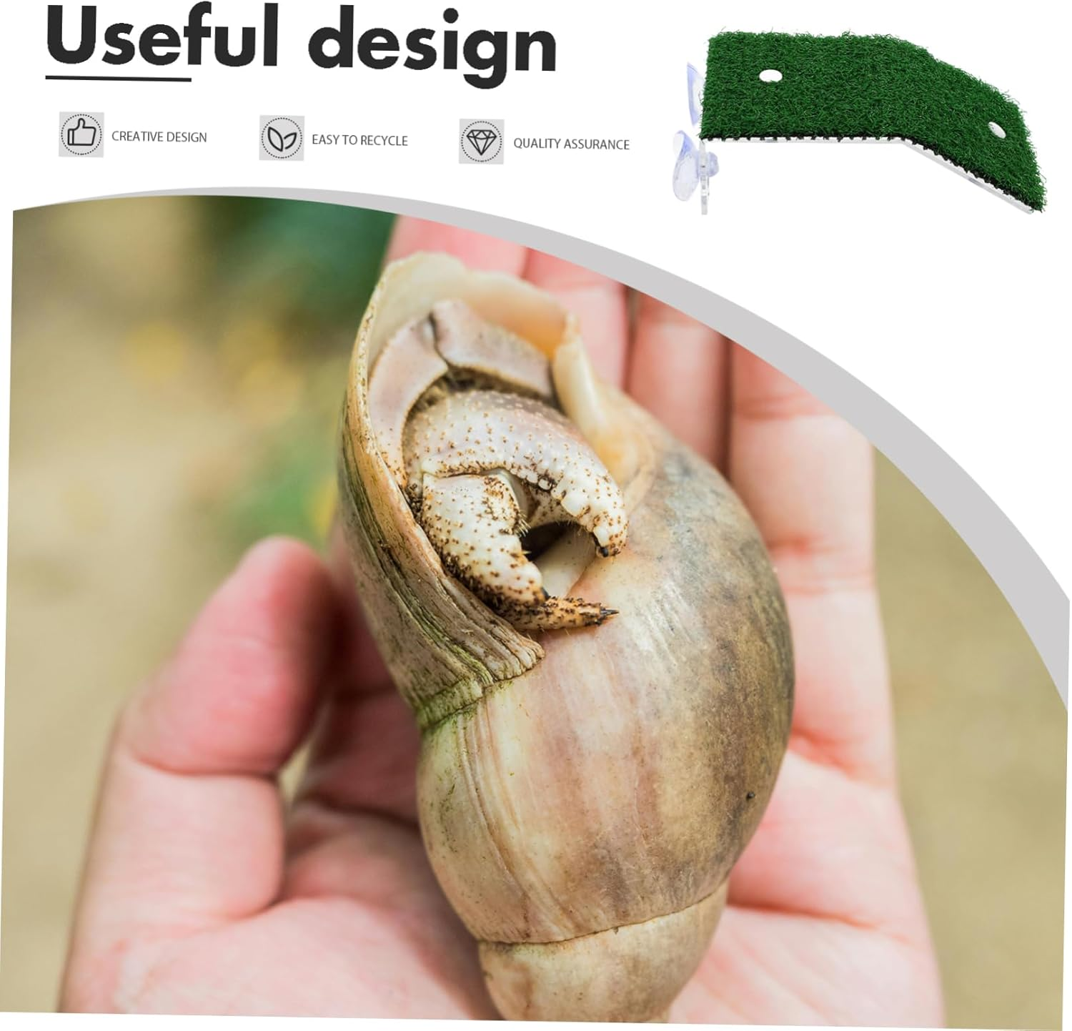 ROMISBABA Hermit Crab Basking Platform Simulated Grass Surface, Small Plastic Aquarium Climbing Ramp for Reptiles and Aquatic Turtles, Fish Tank Accessory for Hermit Crab and Turtle Habitat image number 5