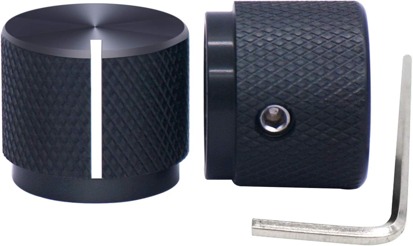 Taiss / 2Pcs Black Aluminum Rotary Electronic Control Potentiometer Knob for 6 Mm Diameter Shaft, Volume Control Knob, Audio Knob, Guitar Knob，Switch Knob, 20Mm Dia. X 17Mm Height