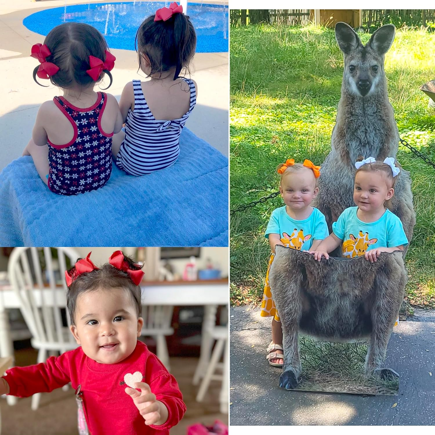 40Piecse Boutique Grosgrain Ribbon Pinwheel 3" Hair Bows Alligator Clips for Babies Toddlers Teens Gifts in Pairs image number 5