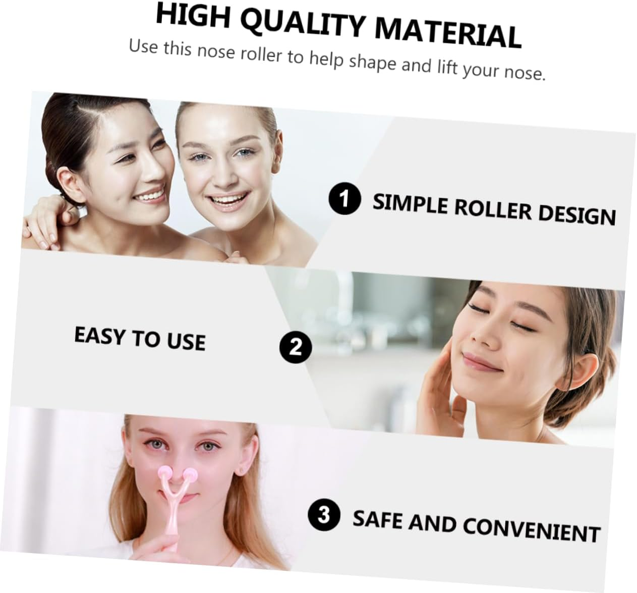 MERRYHAPY Nose Massager Roller 2Pcs Facial Beauty Tool Pink Nose Roller and Bridge Correction Suitable for Women Daily Skin Care Use image number 3
