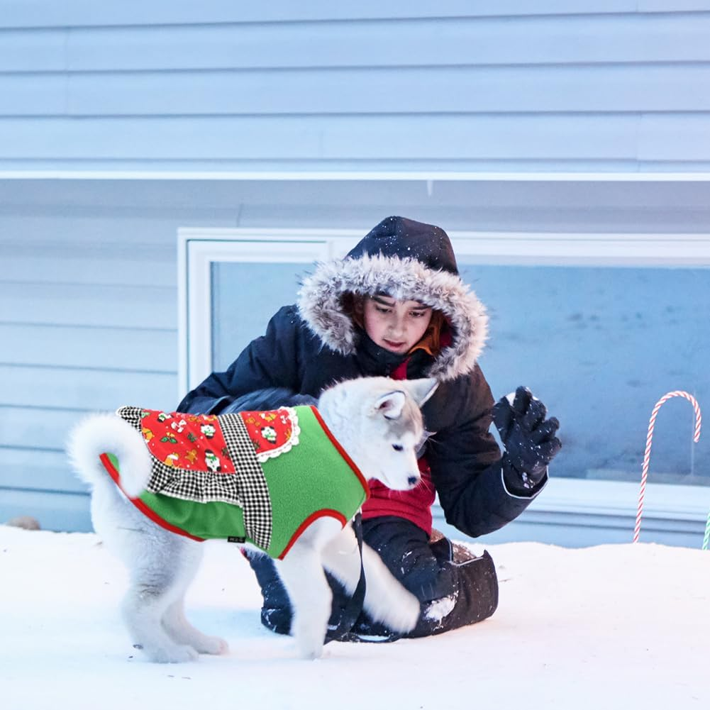 Christmas Jumper Costume for Dogs Red Warm Dog Sweatshirt Cats Christmas Jumper Winter Fleece Jumper Cat Outfit for Chihuahua Poodle Bichon Pomeranian (B) image number 2