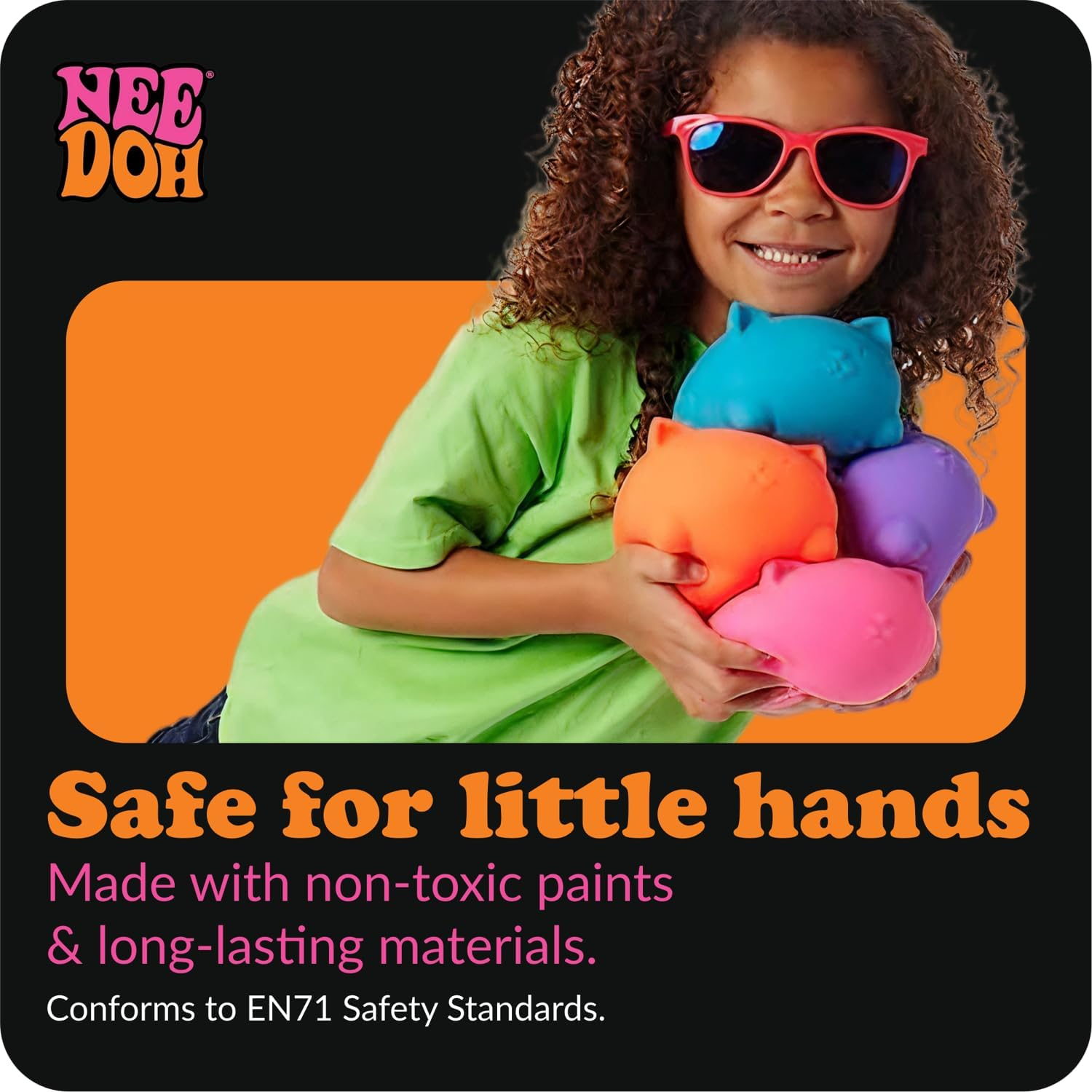 Needoh Cool Cats Super - Jumbo Stress Ball, 4.5 Inches, Groovy Sensory Toy, Soft & Squishy for Relaxation, Available in 4 Bright Colours, Assorted, Ages 3+ image number 2