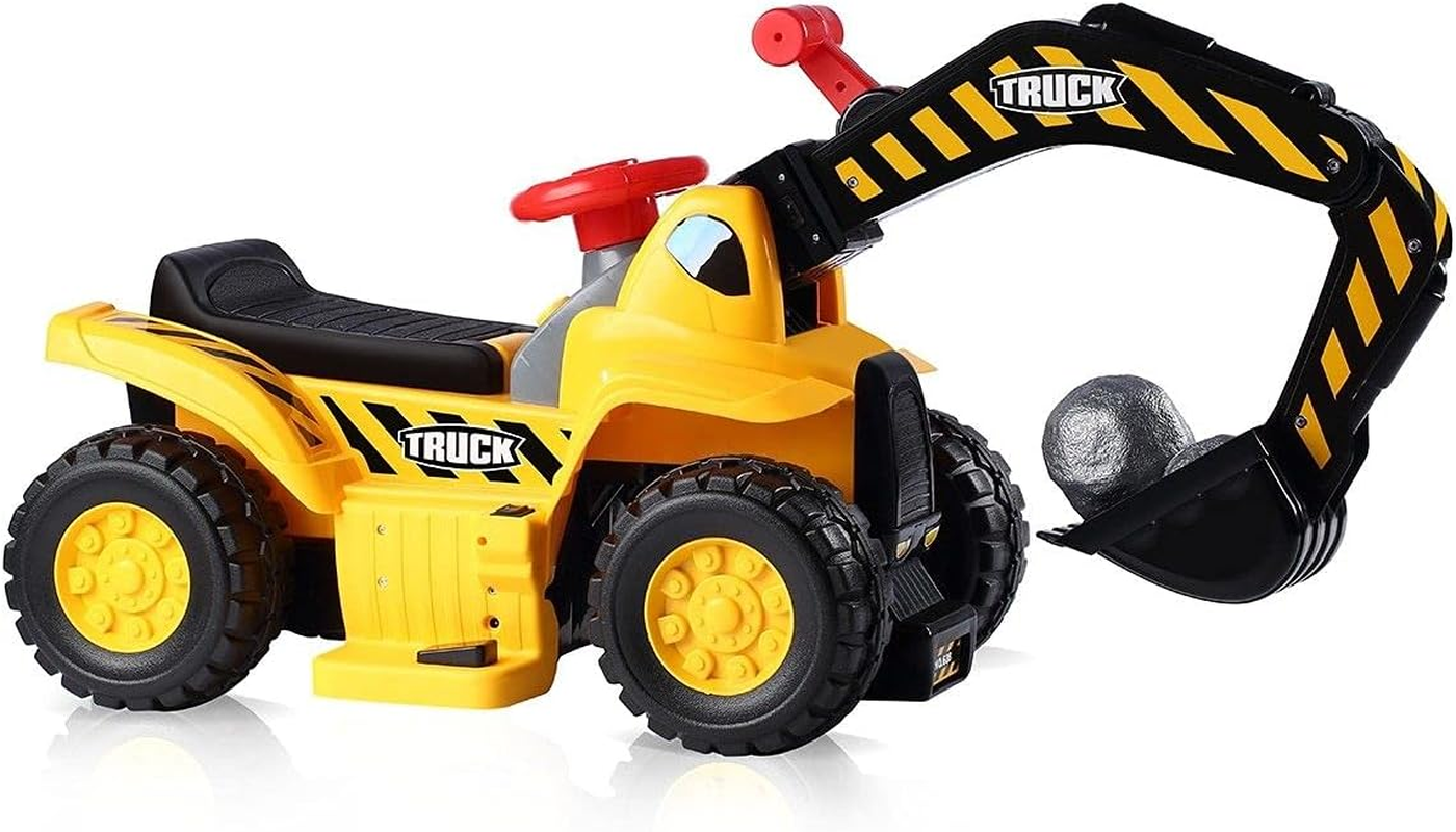 Kids Ride on Digger Electric Excavator Bulldozer Loader Car W/Toy Stones & Safety Helmet image number 5