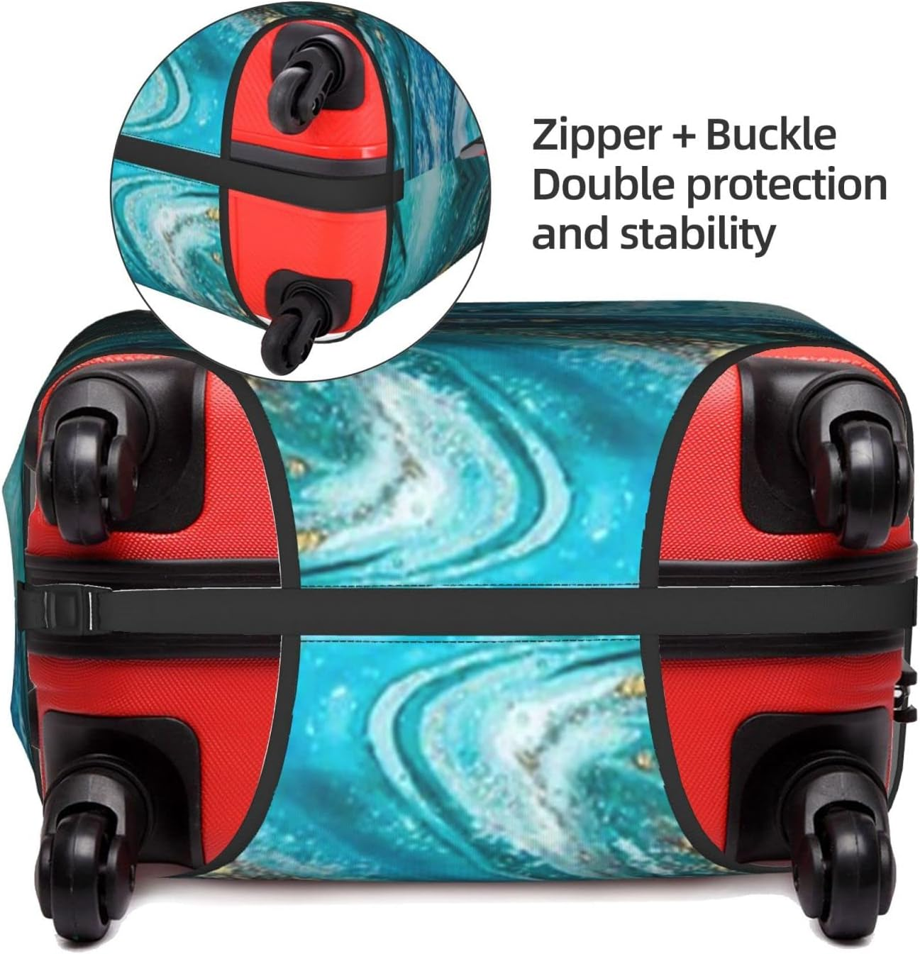 Stone Blue Gold Marble Luggage Cover Anti-Scratch Suitcase Protector Fits 18-32 Inch Luggage image number 1