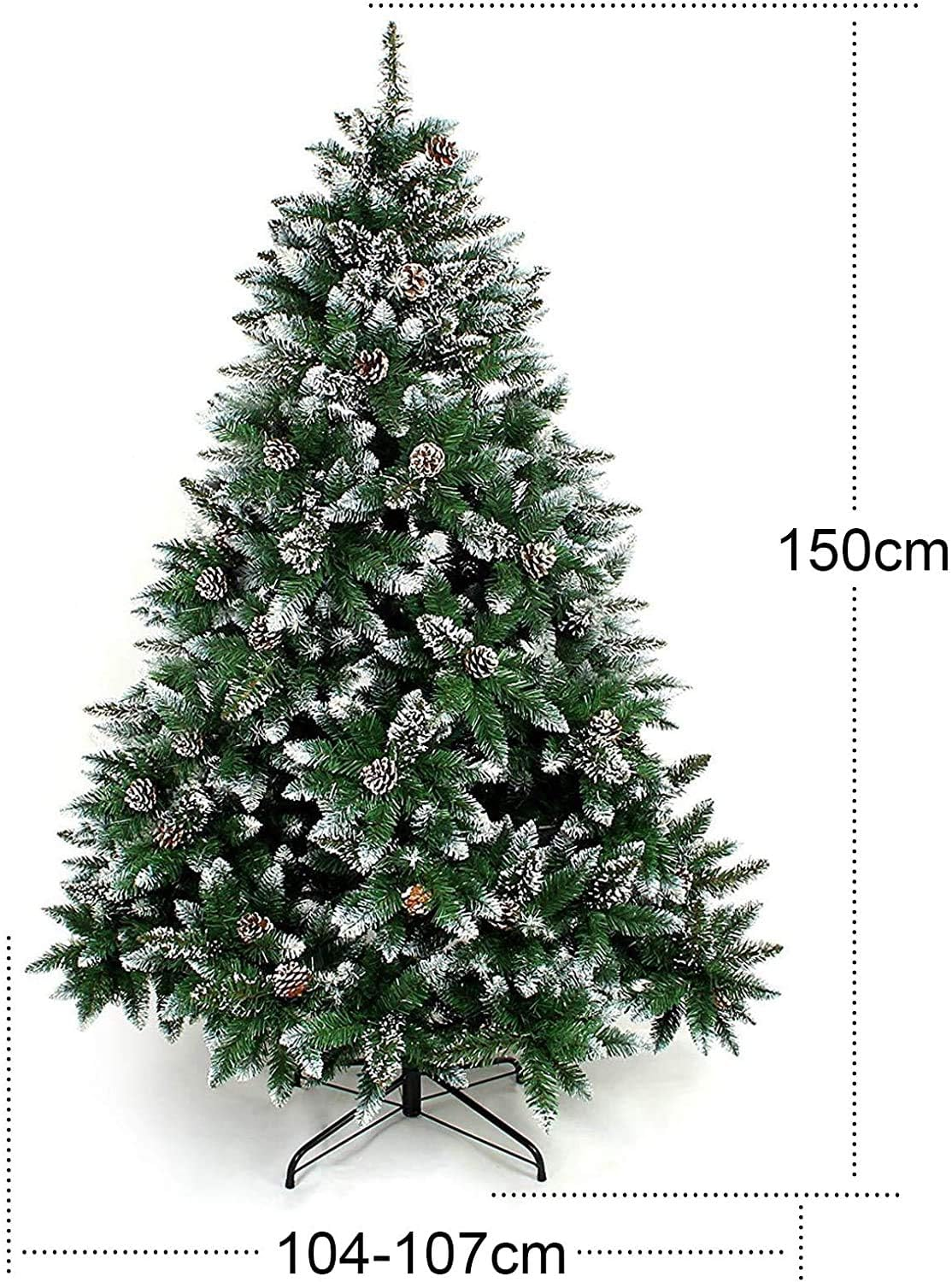 Ariv Green Pinecone Hinged Christmas Tree 1.5M 5FT Frost Green 786 Tips Bushy Hinged Branches Metal Stand Easy Assemble Chistmas Gift image number 1