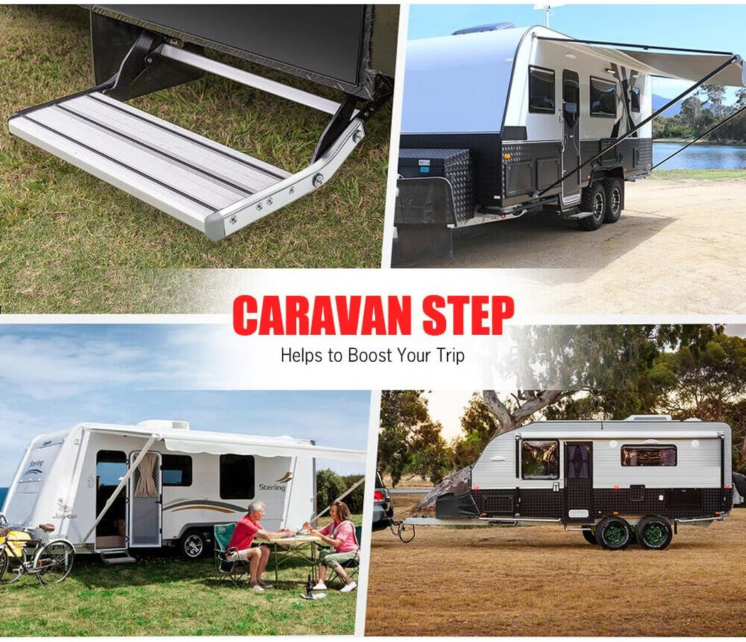 Portable Caravan Step Aluminium Pull Out Folding Caravan Step Camper Trailer Motorhome RV image number 6