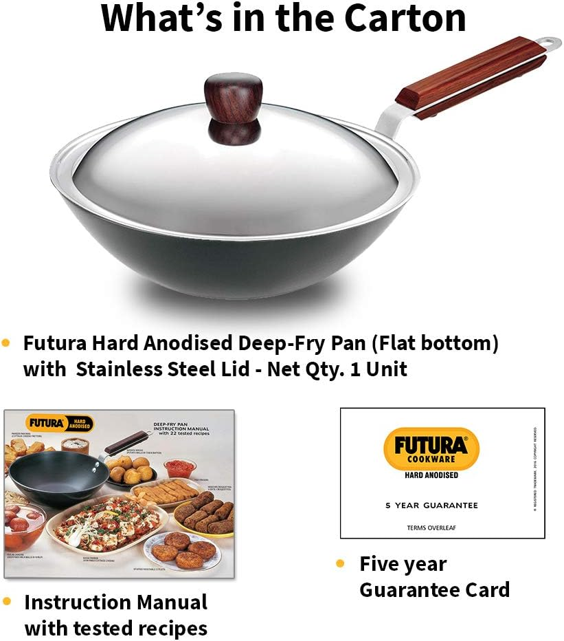 Hawkins Futura Hard Anodised Aluminium Deep Fry Pan with Lid, 2.5 Litre Capacity image number 3