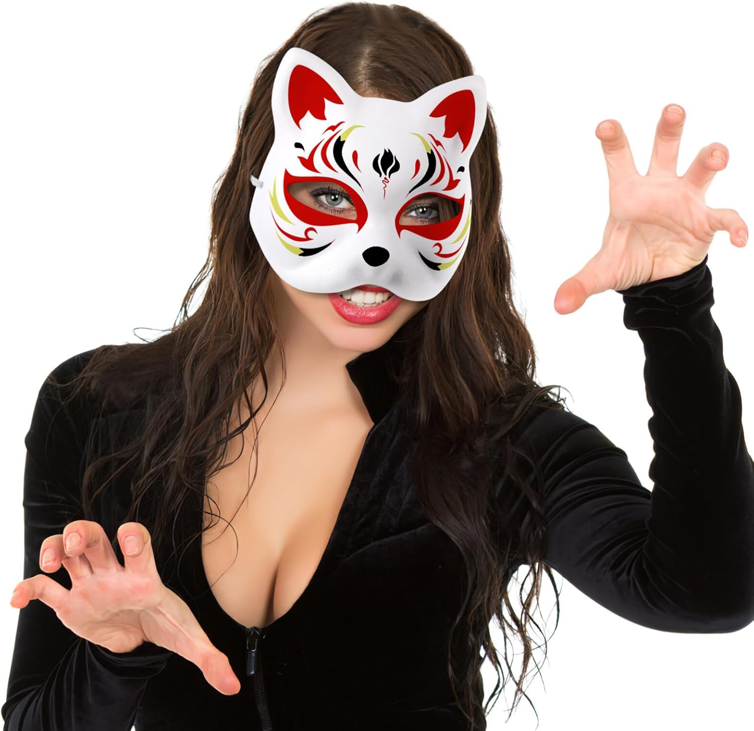 Ciieeo 15Pcs Blank Cat Mask White Cat Masks DIY Plain Mask Paintable Cat Mask Plastic Cat Mask for Party Masquerade Costume image number 5