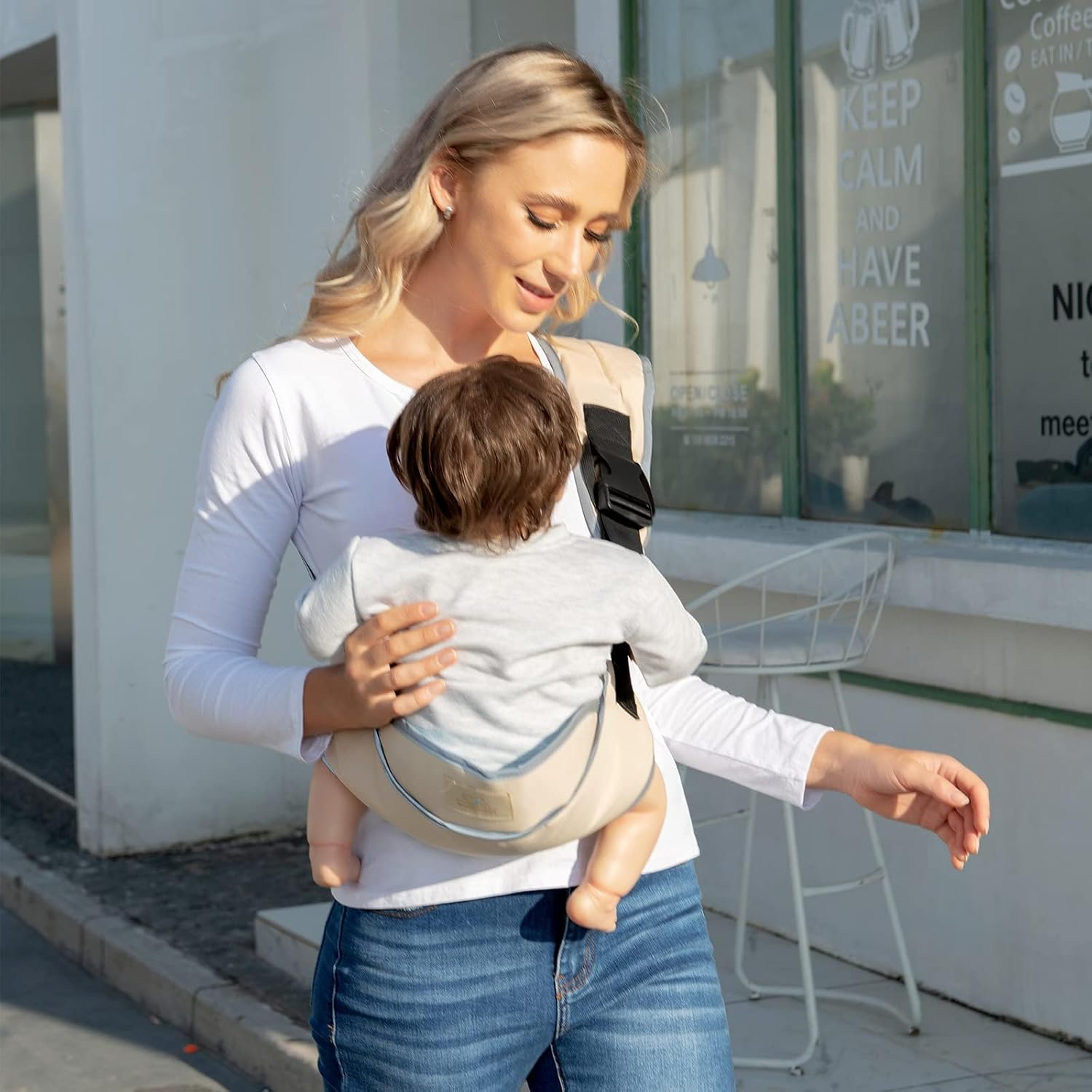 Toddler Sling Carrier Lightweight Baby Carrier Sling Baby Hip Carrier with Hip Seat Carrier for Toddler, Baby Sling Carrier Toddler Carrier Slings Carrying 10-60 Lbs (Beige)