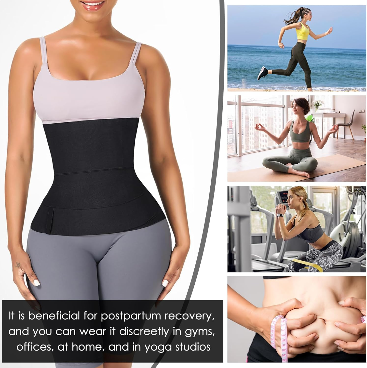 YTJYZB Waist Trainer for Women Weight Loss Tummy Control Sweat Sauna Slim Belly Belt, Adjustable Compression Waist Trimmer Wrap, Body Shaper Waist Cincher Trimmer Belt image number 4