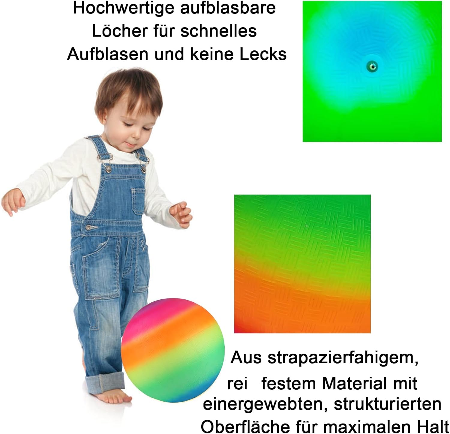 Smilixin Pack of 4 Bouncy Kickball, PVC Rainbow Ball, Children, Children'S Play Ball, Beach Ball with Pump, Football Softball, Children'S Ball for Indoor and Outdoor Use, 8.5 Inches image number 6