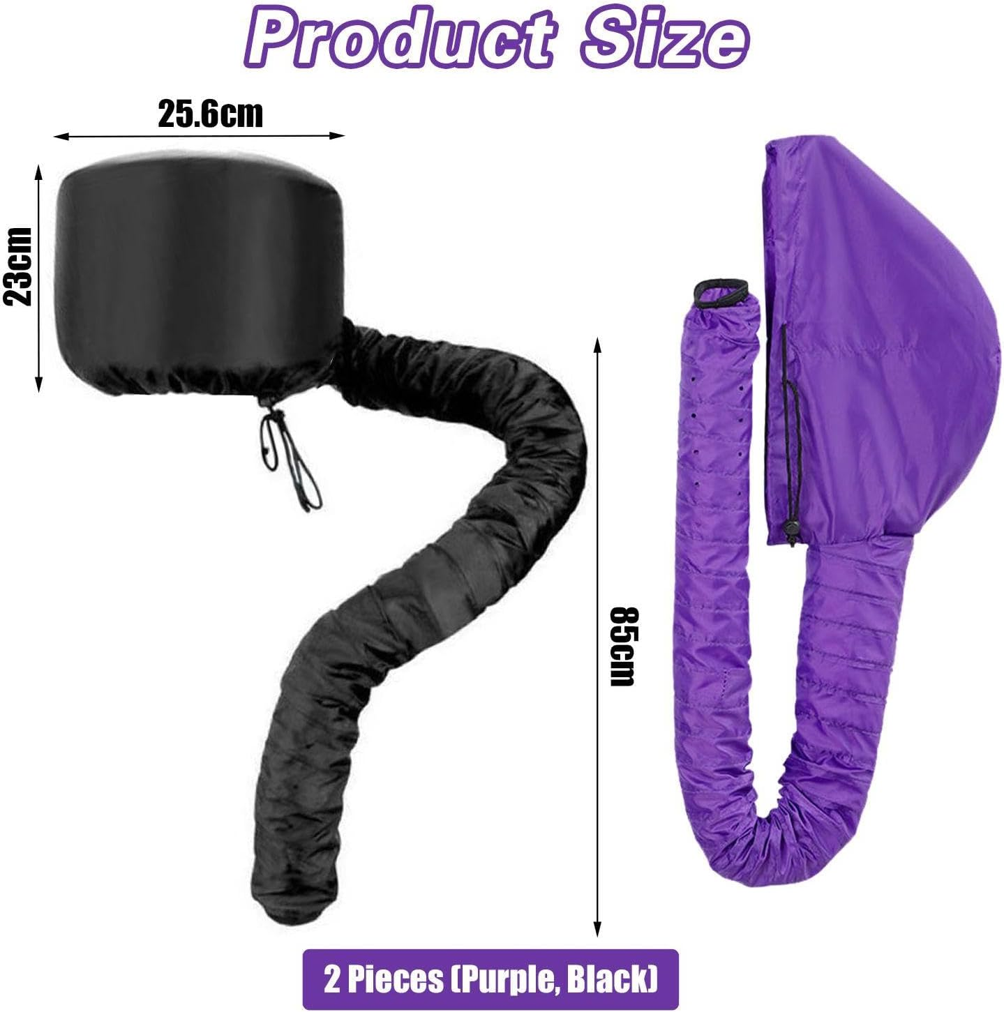 Pack of 2 Hair Dryer Caps, Helmet Drying Caps, Perm Caps for Home Care, Hair Dryer Attachments for Women and Girls image number 3