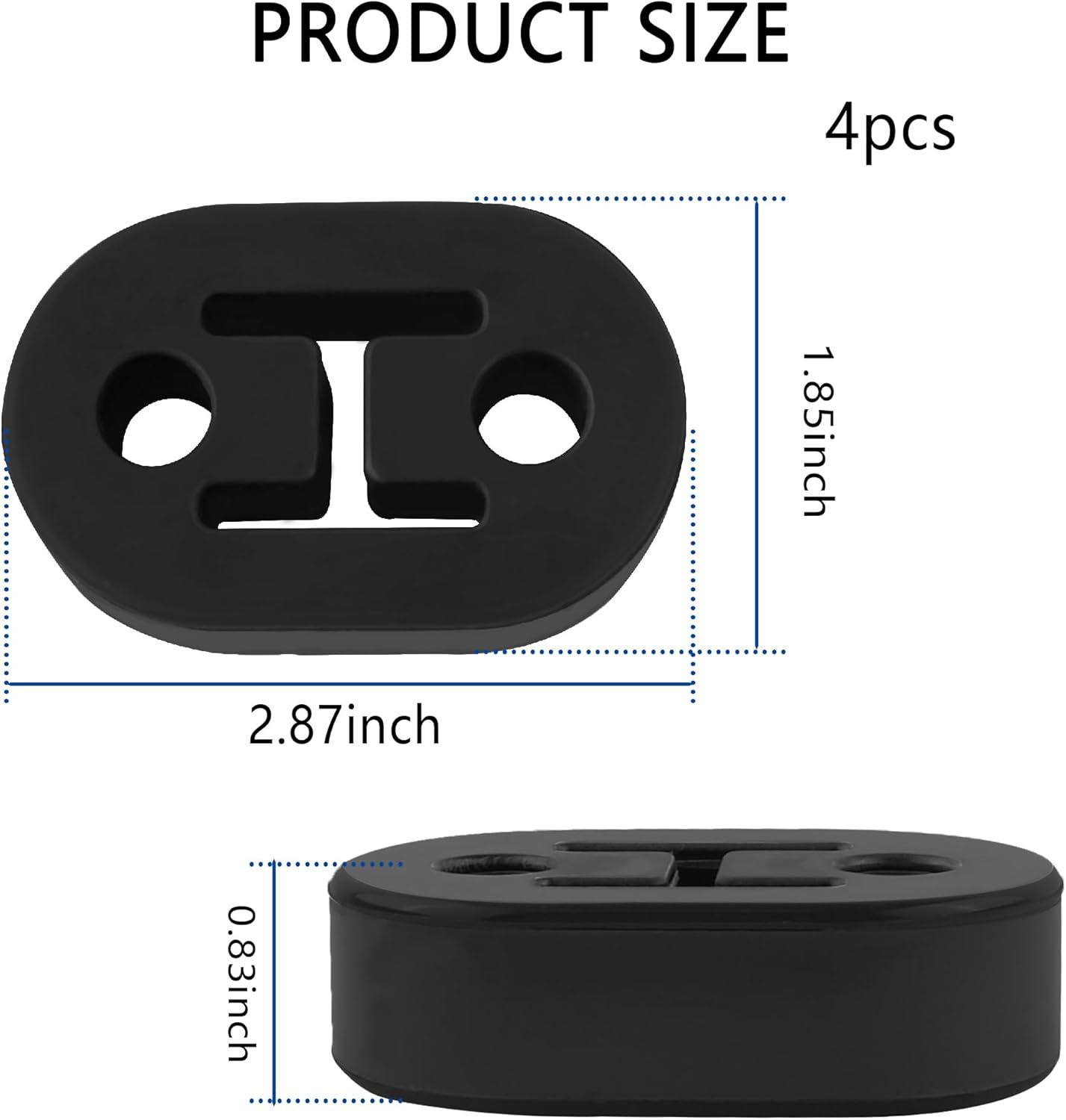 4PCS Rubber Exhaust Hangers with 2 12Mm Holes - Professional Muffler Hanger Universal Fit for Car Truck SUV - Exhaust System Auto Part for Shock Absorption & Noise Reduction (4PCS) image number 6