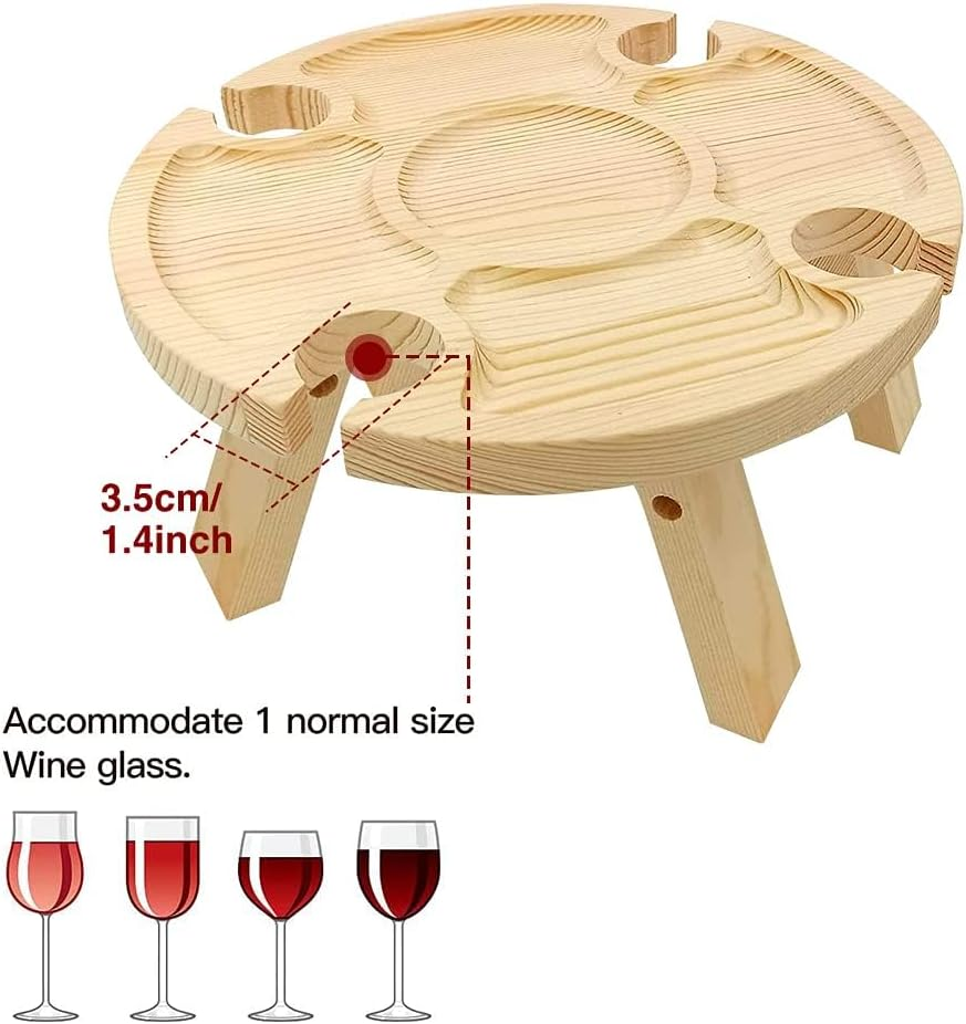 Emapoy 2 in 1 Picnic Table, Wooden Folding Picnic Table with Wine Glass Holder, Collapsible Beach Wine Table, Portable Beach Picnic Accessory for Travel image number 3