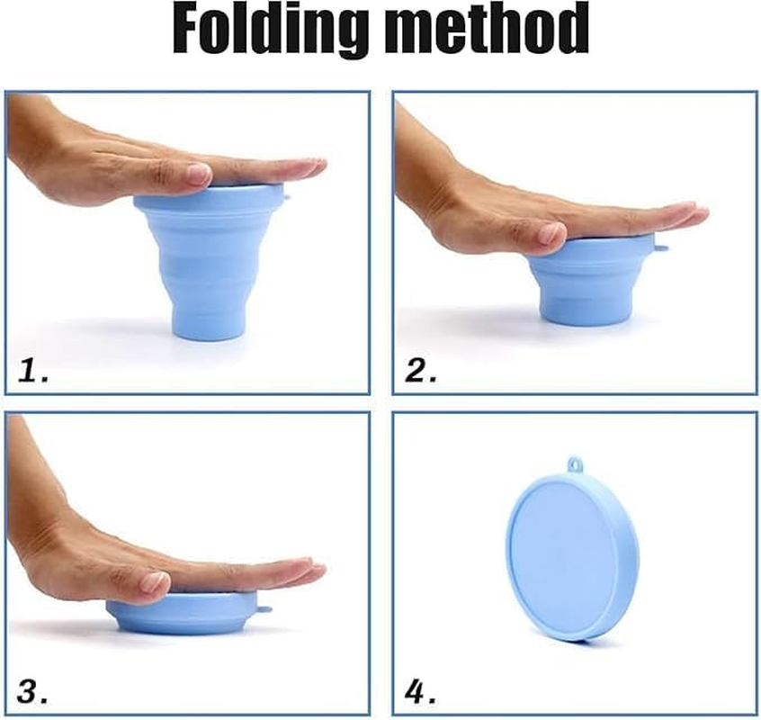 FOTOEVFC Foldable Silicone Folding Camp Cup, 4Pcs Collapsible Travel Mugs with Lid, 170Ml Capacity, Multicolor image number 2