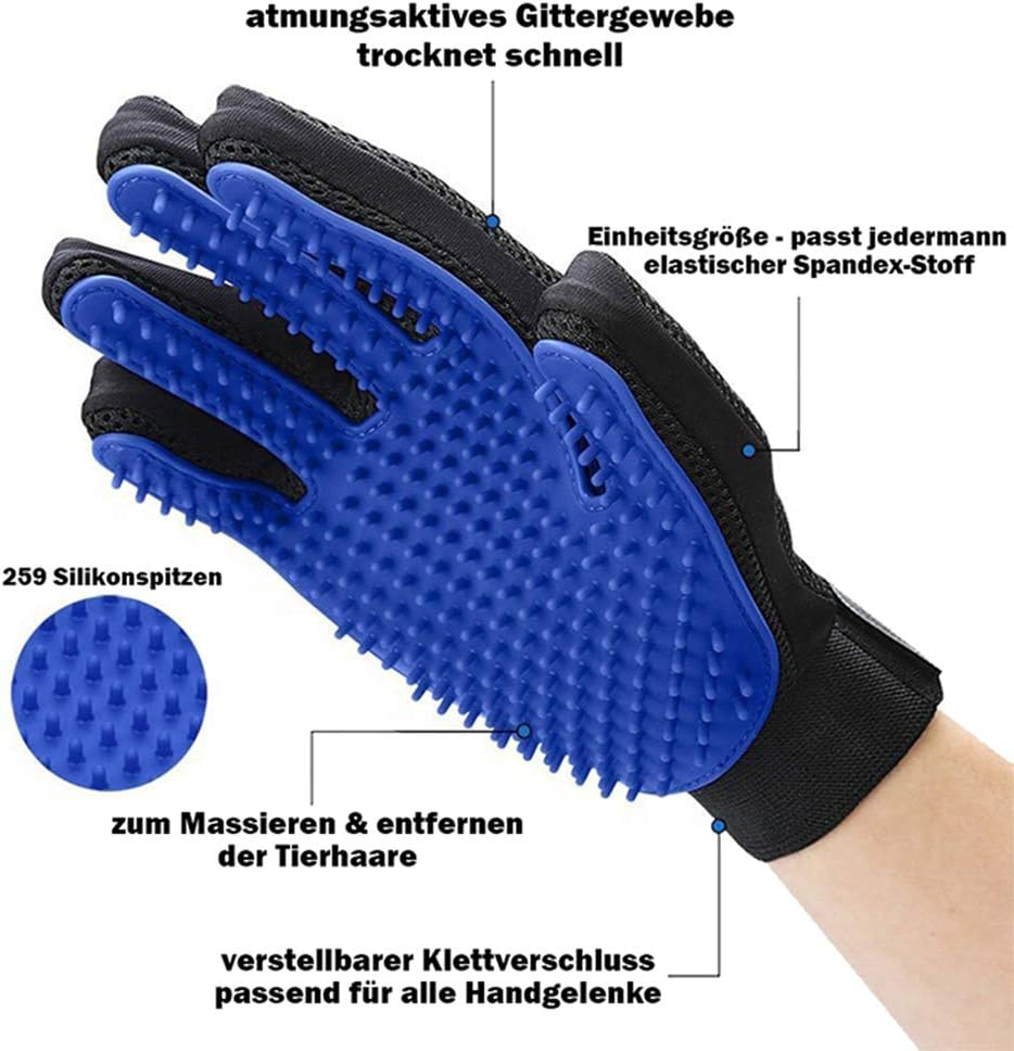 Premium Magic Brush Grooming Glove for Dogs, Cats and Horses, Pet Hair Remover, Practical Fur Changing Accessories, Brush for Removing Short and Long Animal Hair (Blue, Right) image number 2