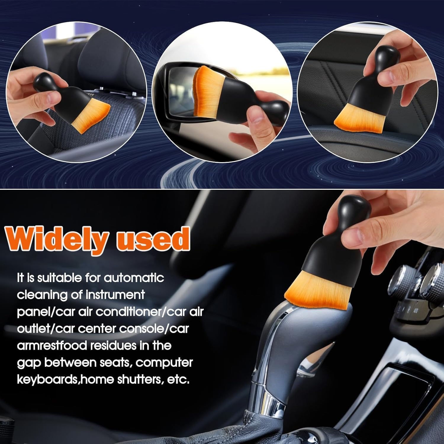 SILHOL Car Brush 4 Pieces, Car Interior Clean Brush Tools, Auto Interior Dust Brush, Car Detailing Soft Bristles Brush for Automotive Dashboard, Air Conditioner Vents, Scratch Free image number 4