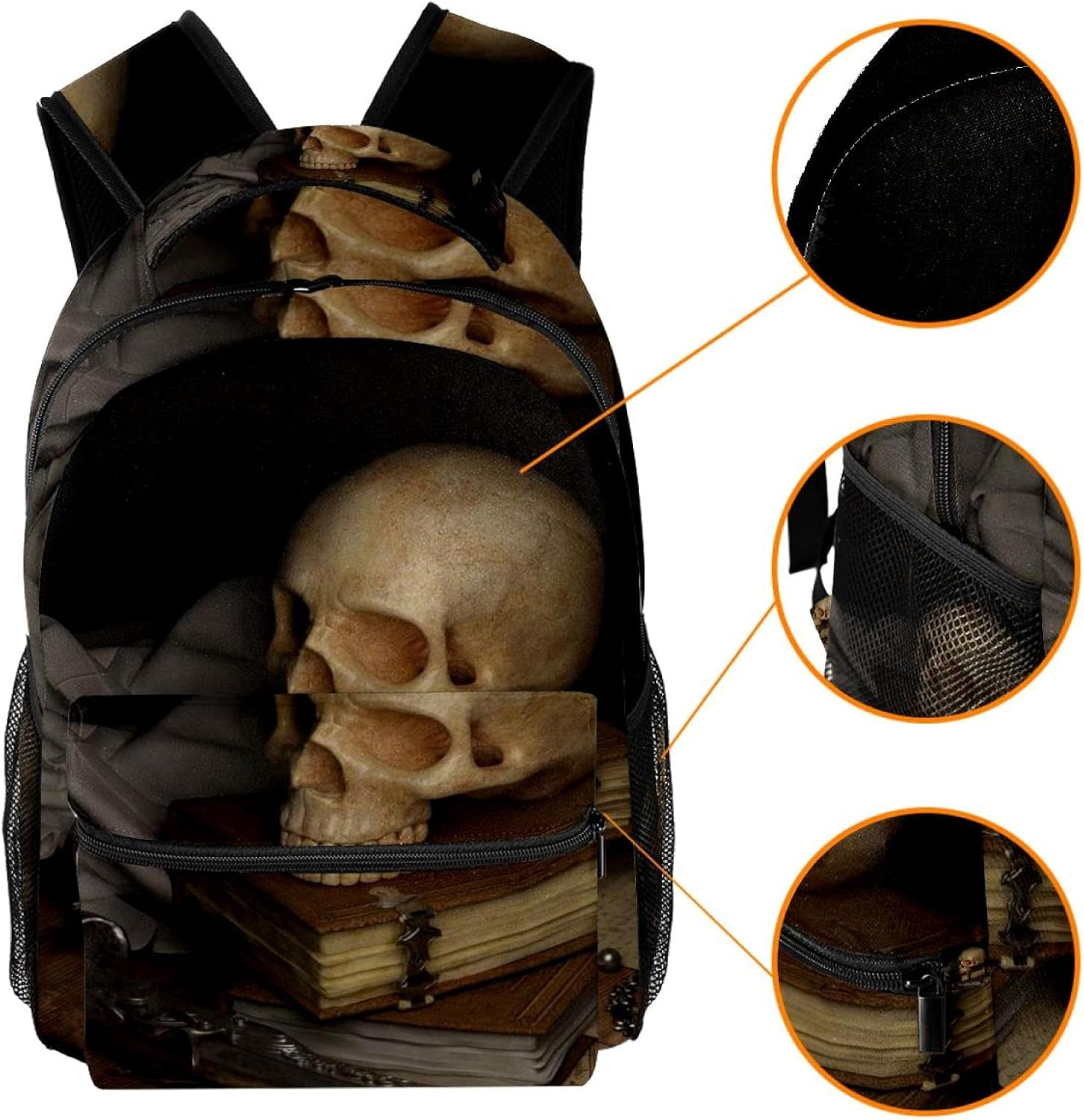 Retro Skull Map Backpack Students Shoulder Bags Travel Bag College School Tote Backpacks image number 2
