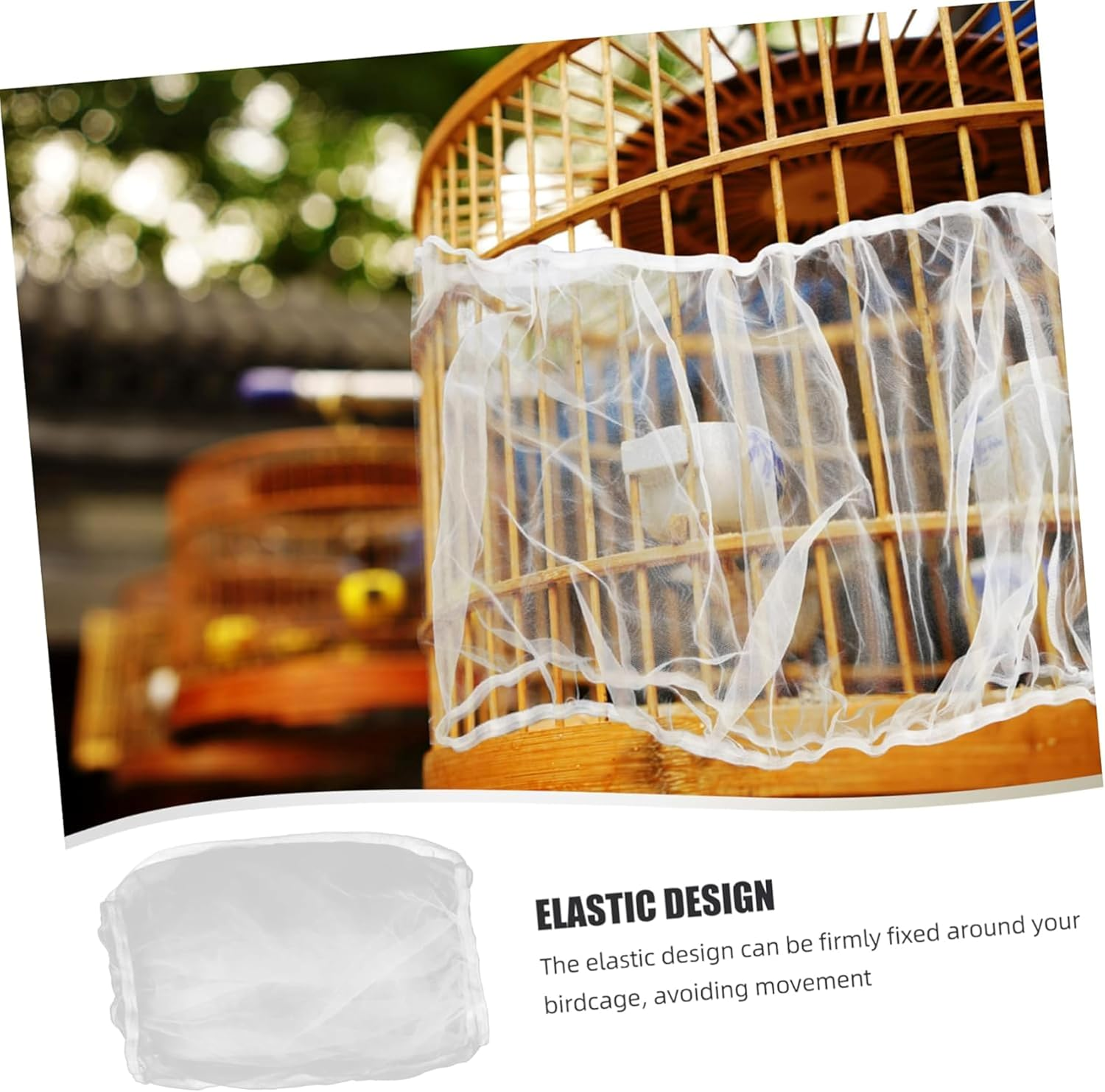 2Pcs Bird Cage Cover,Bird Cage Skirt Net Cloth Cage Net Cover,Universal Birdcage Cover,Protective Net Cover,Used for Parrot Fence Circular Square Cage, Parrot Cage Accessories (White)