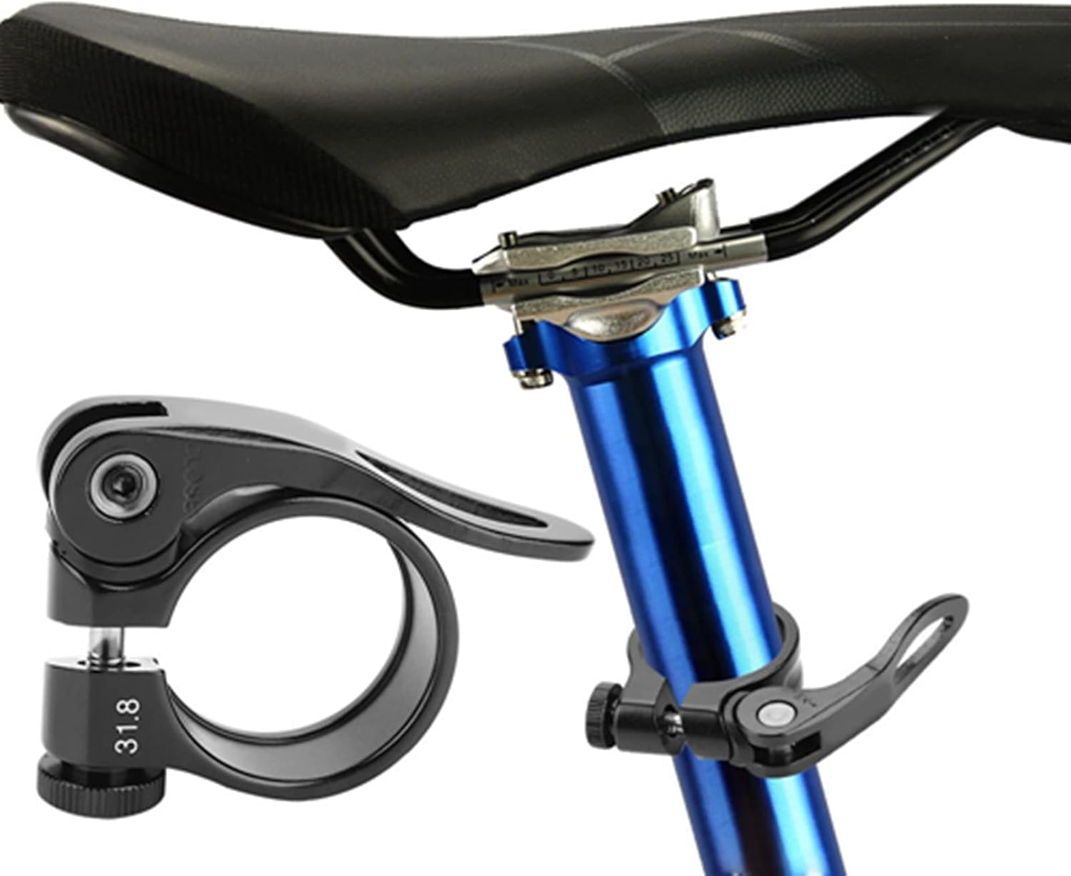 CX-18 Easy Installation Post Clamp for Road Bike Quick Release Seatpost Clamp Black (31.8Mm) - Black image number 5