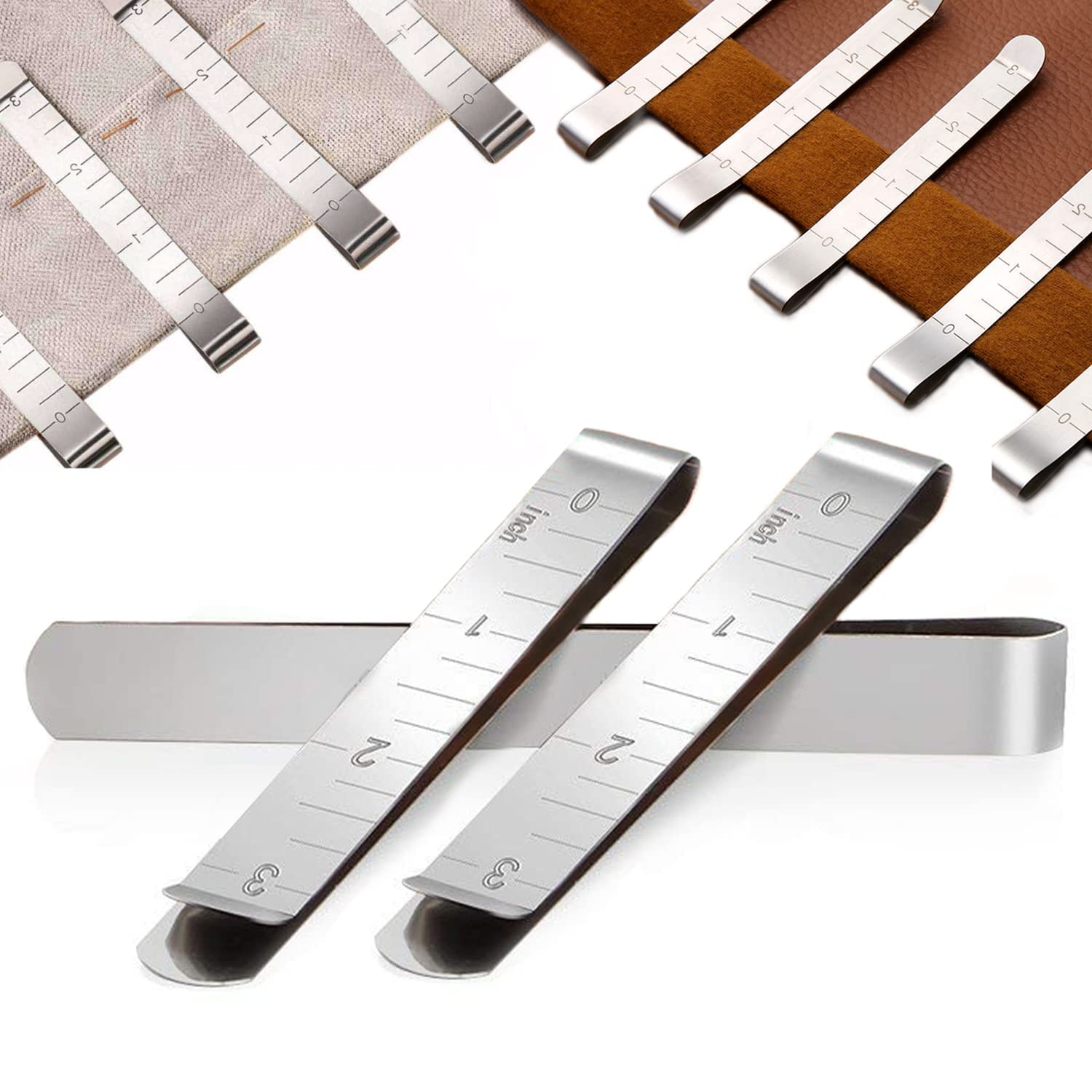 LYSAIMG 10 Pcs Sewing Clip,Stainless Steel Hem Clips with Scale,Marker Clips for Sewing Projects Quilting Accessories image number 5