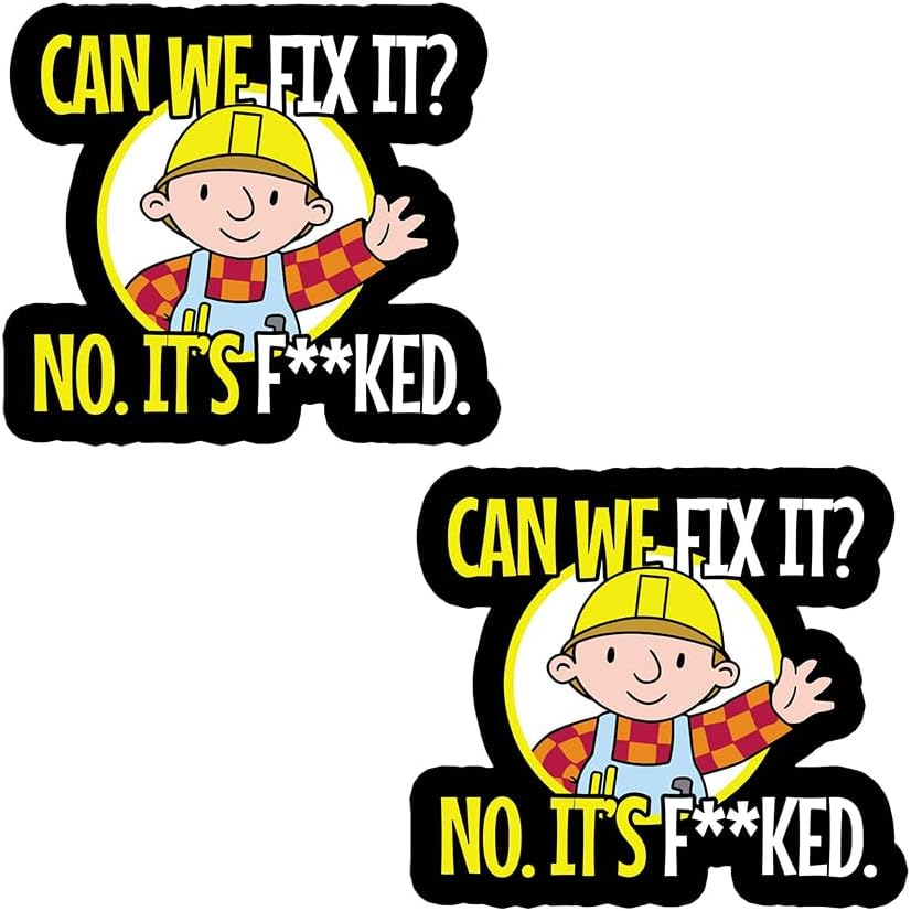 Bob the Builder Can We Fix It Sticker Decal Funny F*Cked Window Bumper Decal Sticker Suitable for Cars, Trucks 2Pcs image number 2