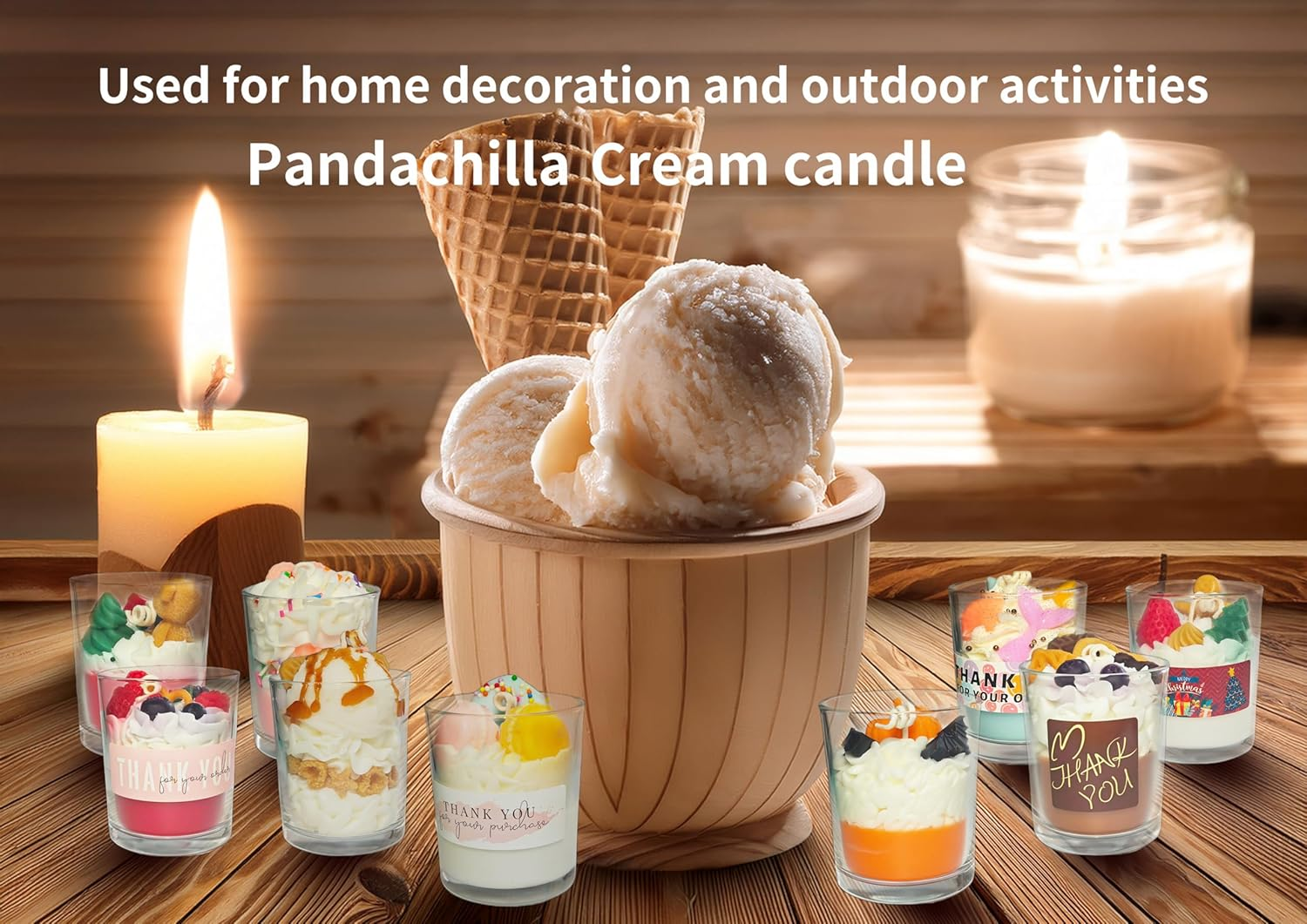 Aroma Candle Soy Wax Cute Decoration Handmade Dessert Cream Flavor Soft Smell Burn Time 40H (Mermaid Tail) image number 3